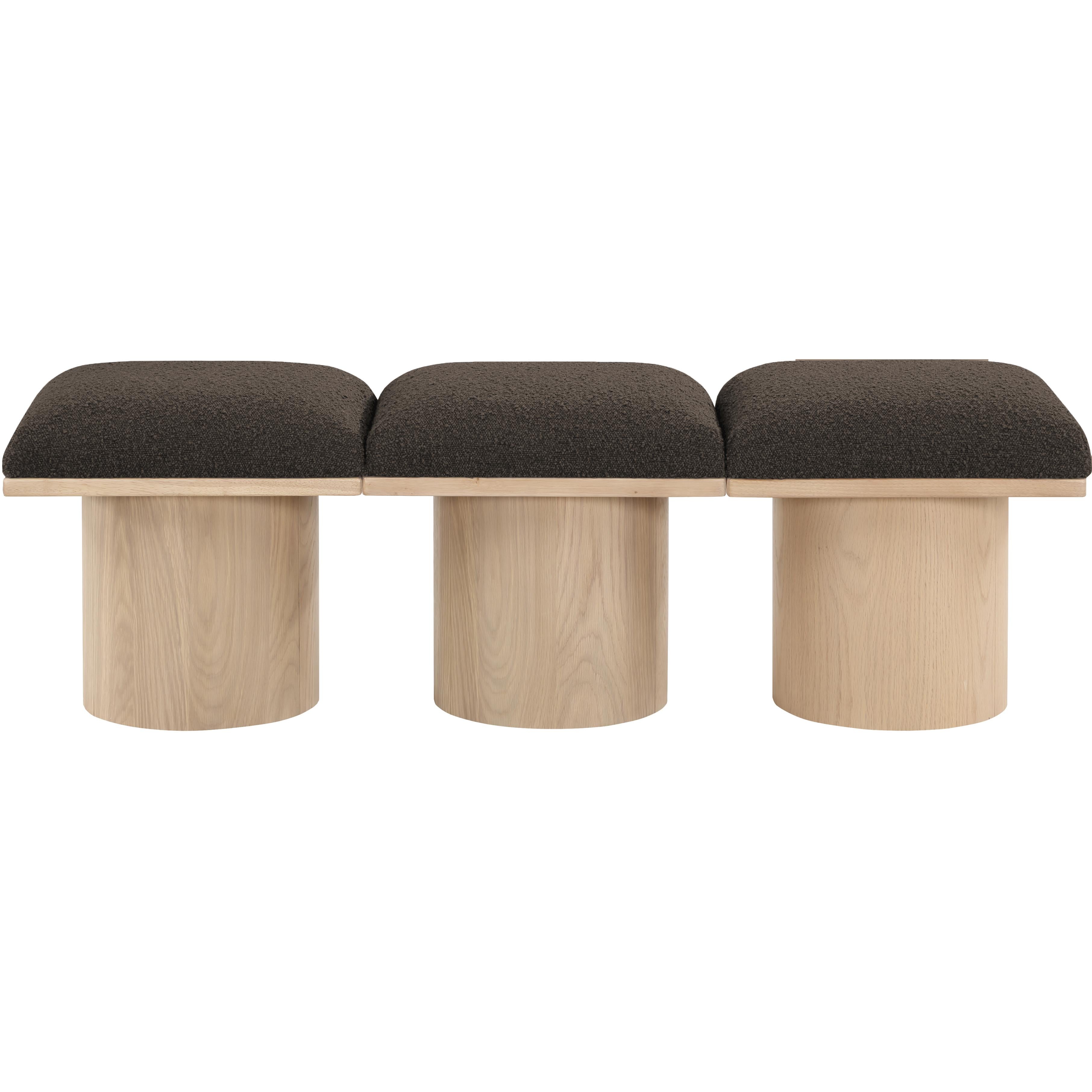 Meridian Pavilion Brown Boucle Fabric Bench