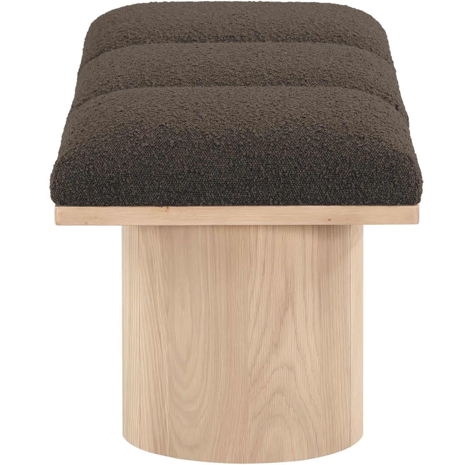 Meridian Pavilion Brown Boucle Fabric Bench