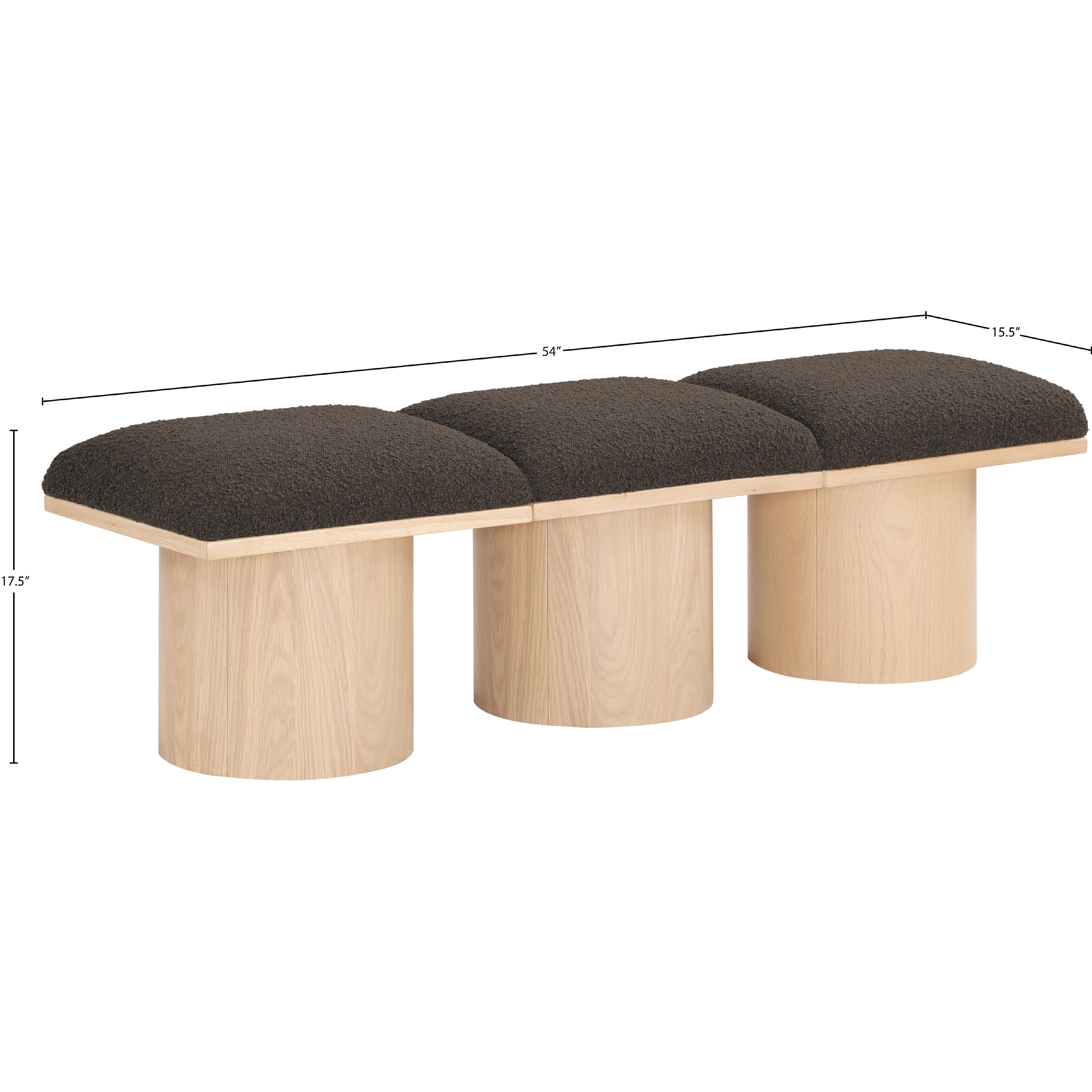 Meridian Pavilion Brown Boucle Fabric Bench