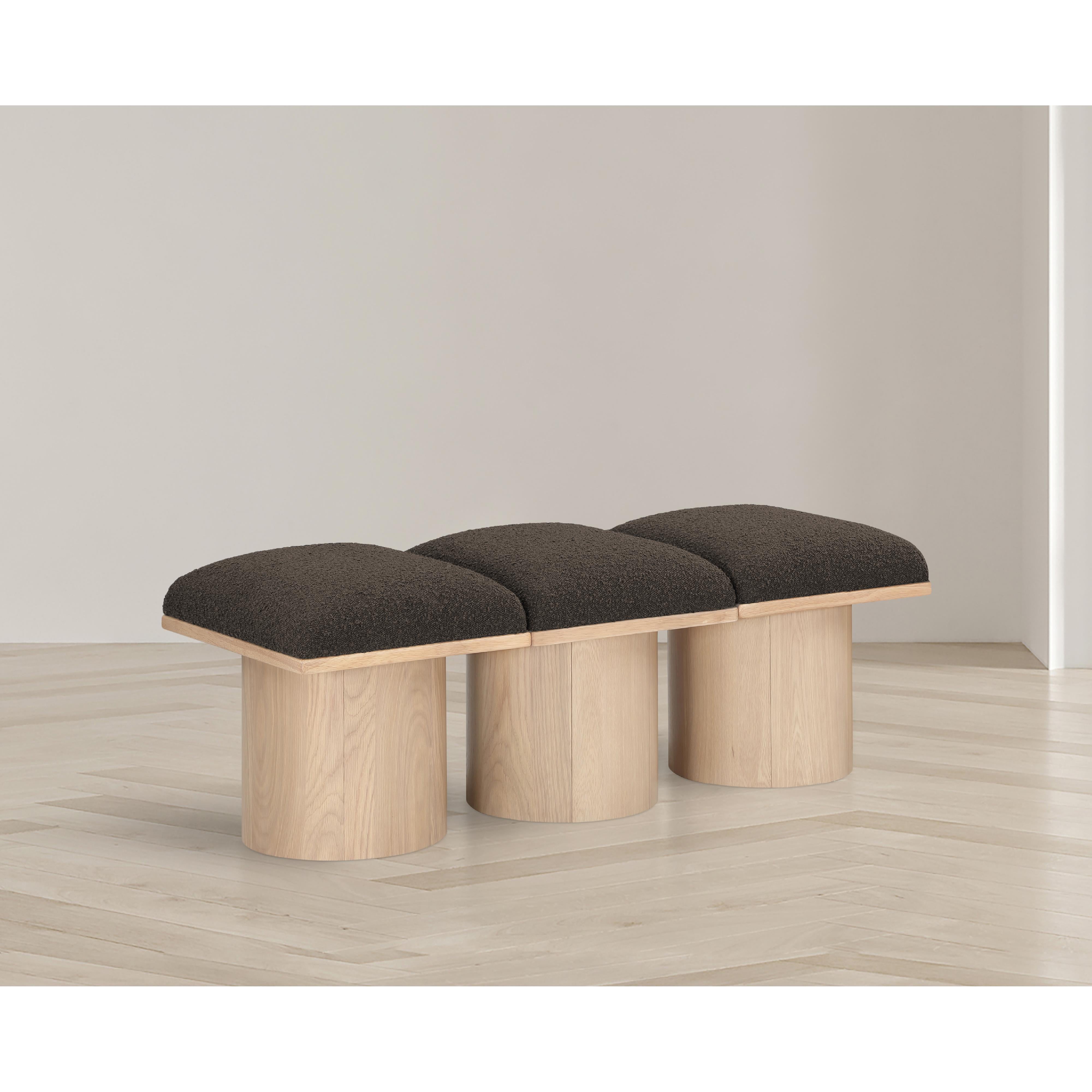 Meridian Pavilion Brown Boucle Fabric Bench