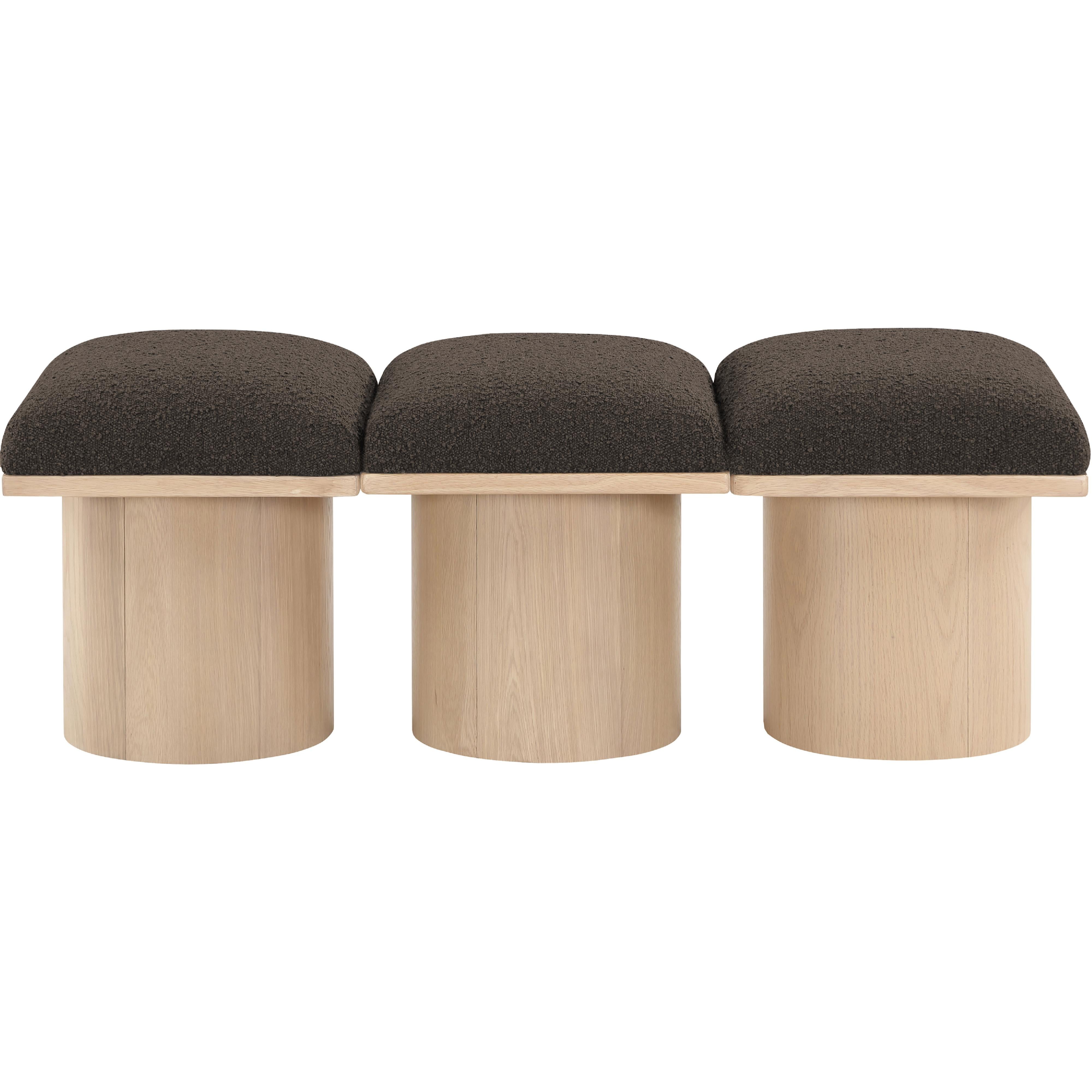Meridian Pavilion Brown Boucle Fabric Bench