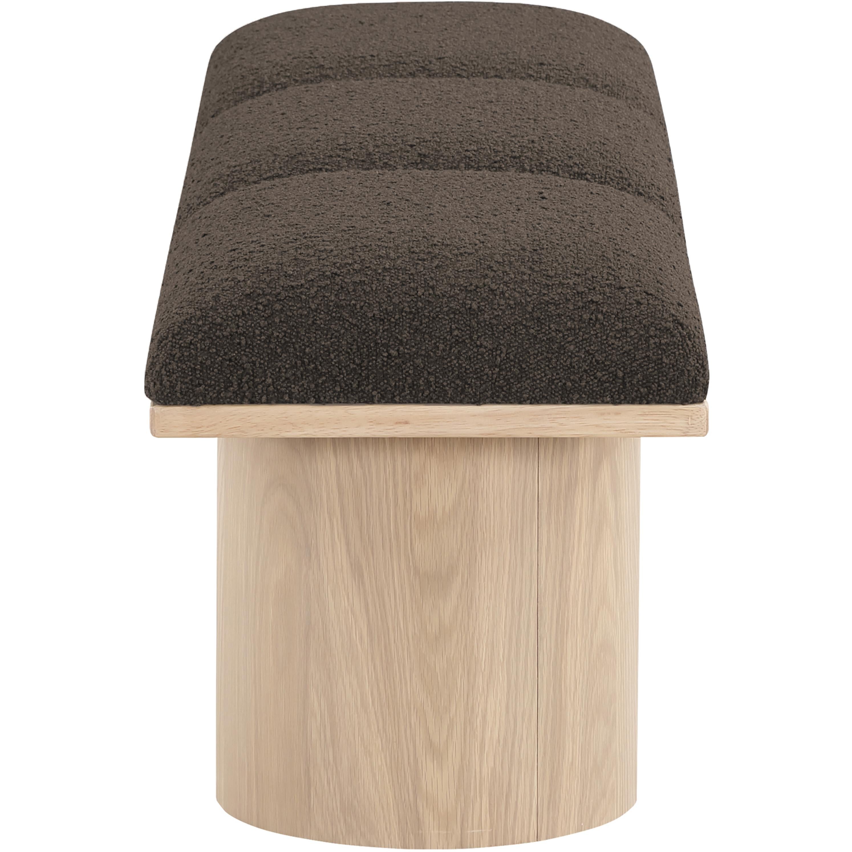 Meridian Pavilion Brown Boucle Fabric Bench