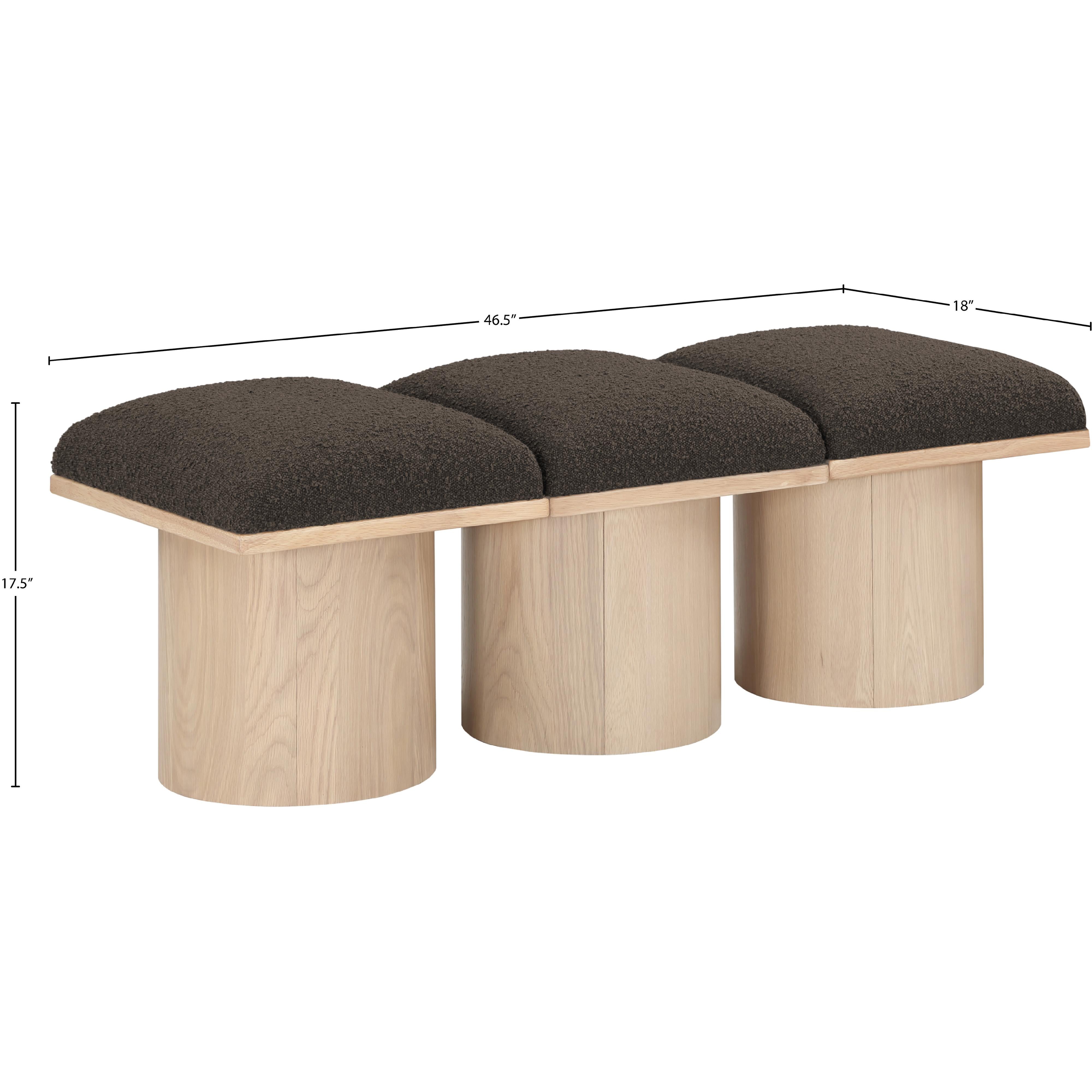 Meridian Pavilion Brown Boucle Fabric Bench