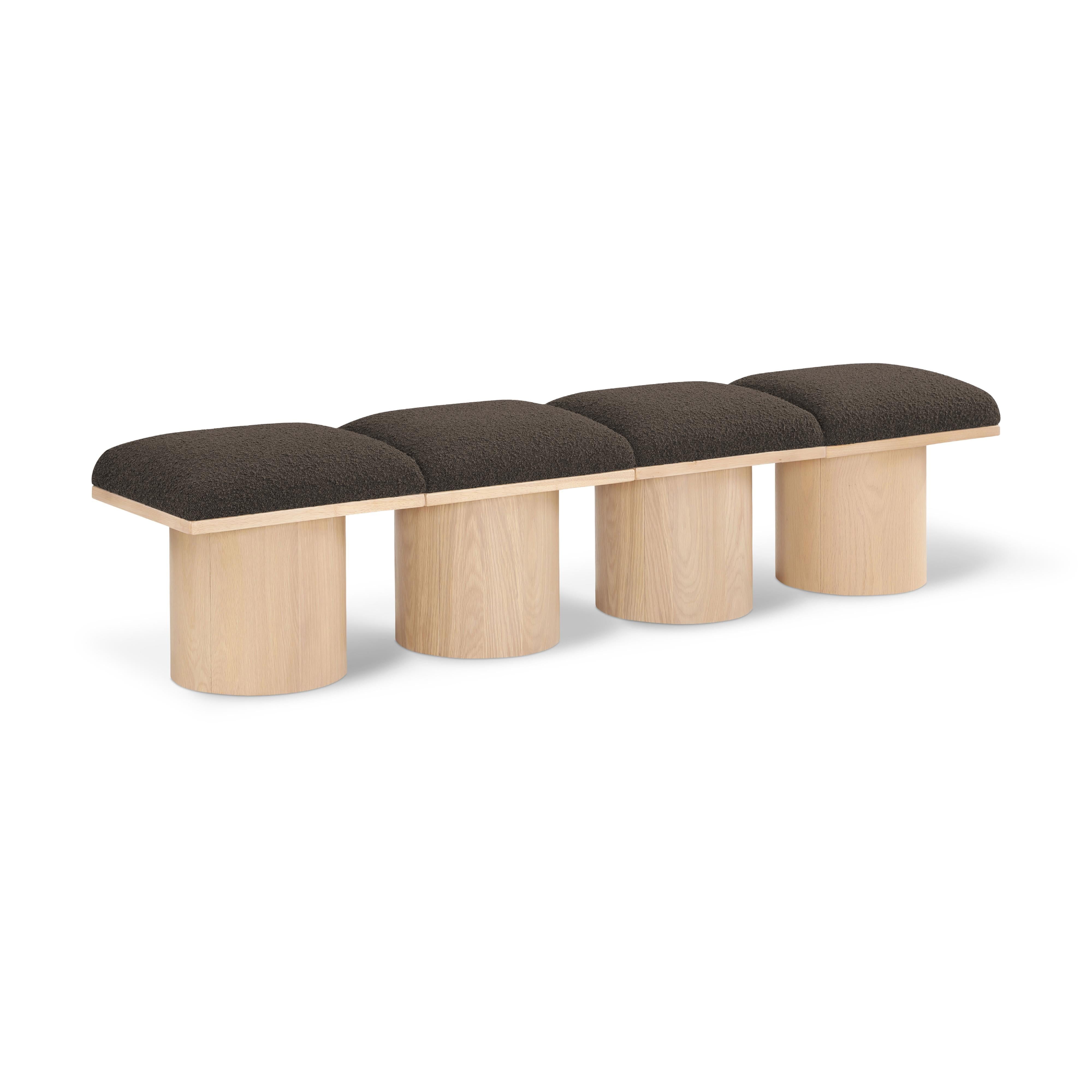 Meridian Pavilion Brown Boucle Fabric Bench
