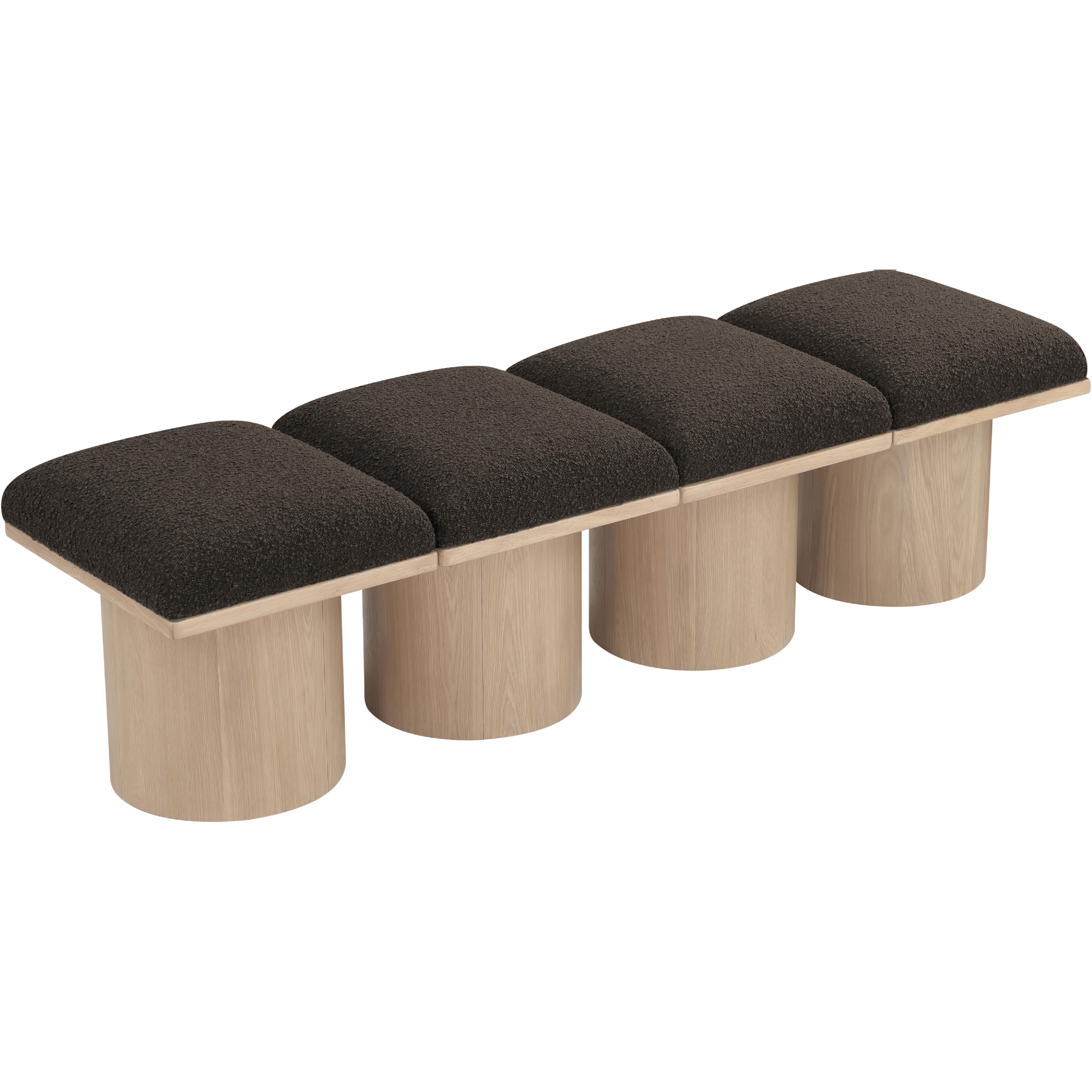 Meridian Pavilion Brown Boucle Fabric Bench