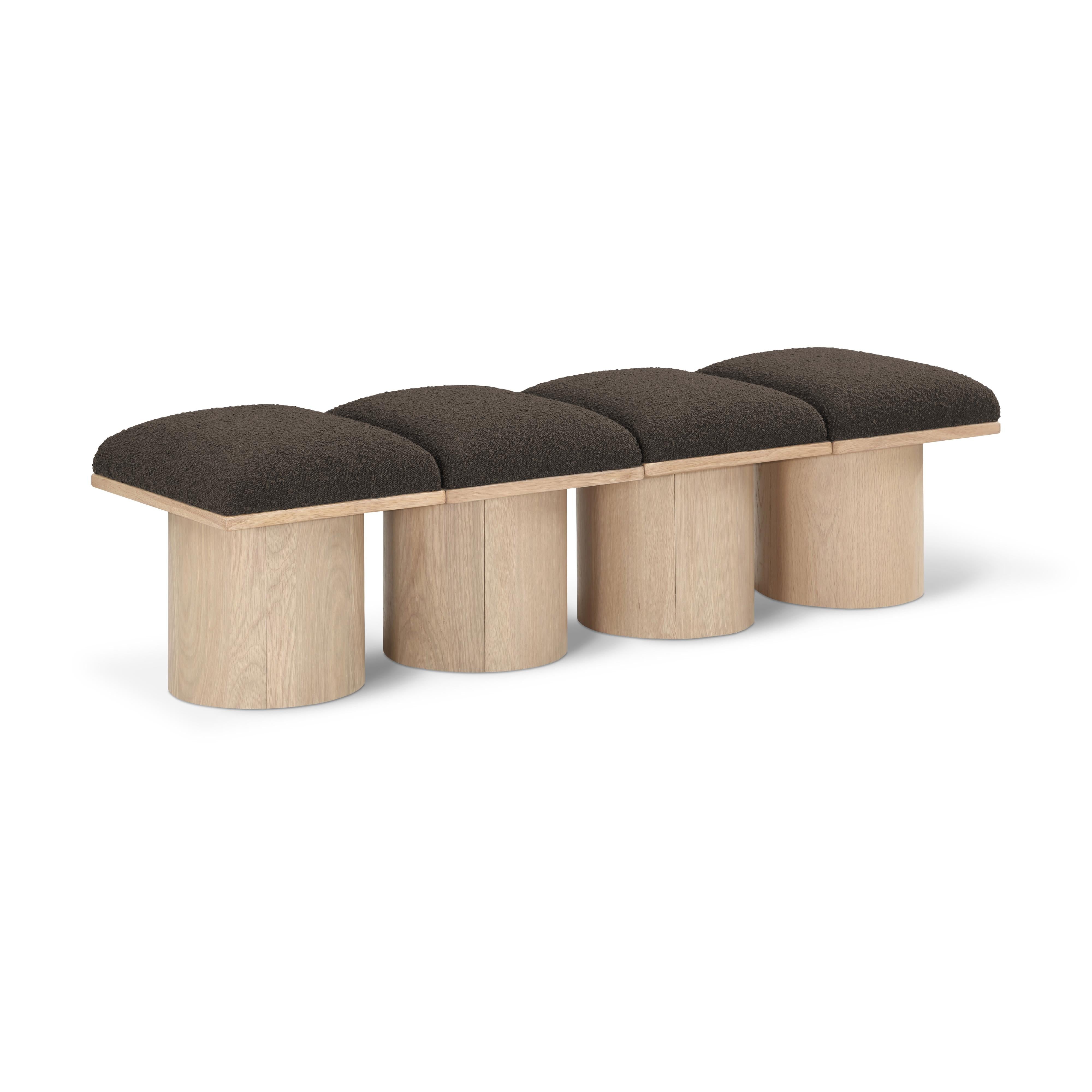 Meridian Pavilion Brown Boucle Fabric Bench