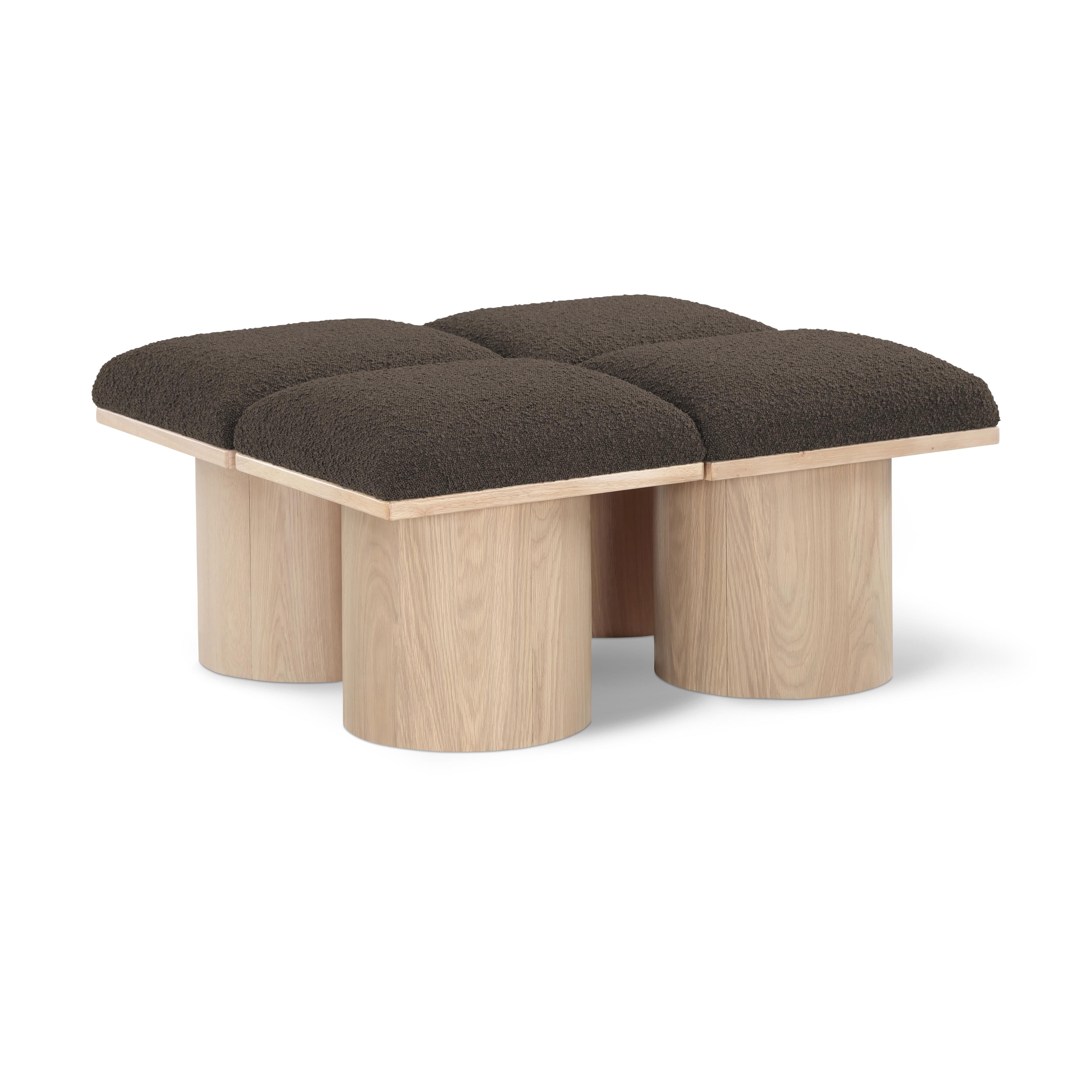Meridian Pavilion Brown Boucle Fabric Bench