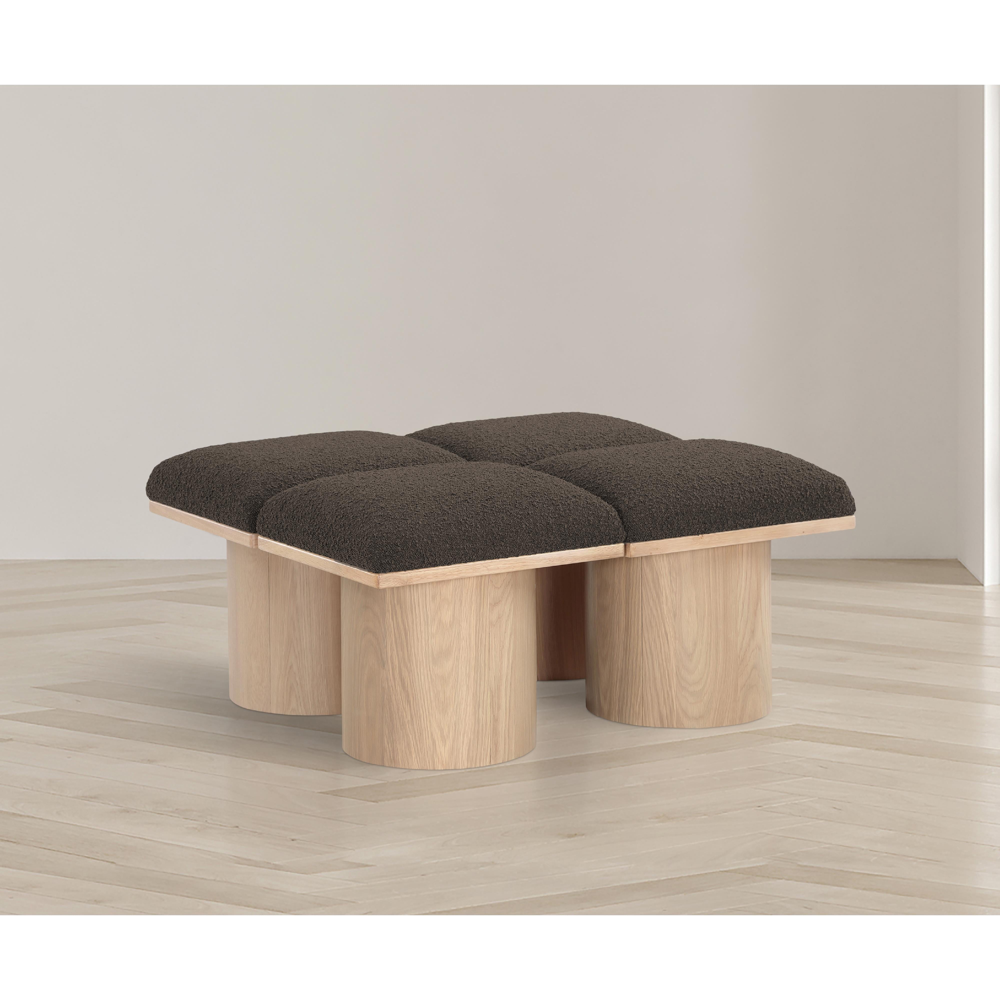 Meridian Pavilion Brown Boucle Fabric Bench
