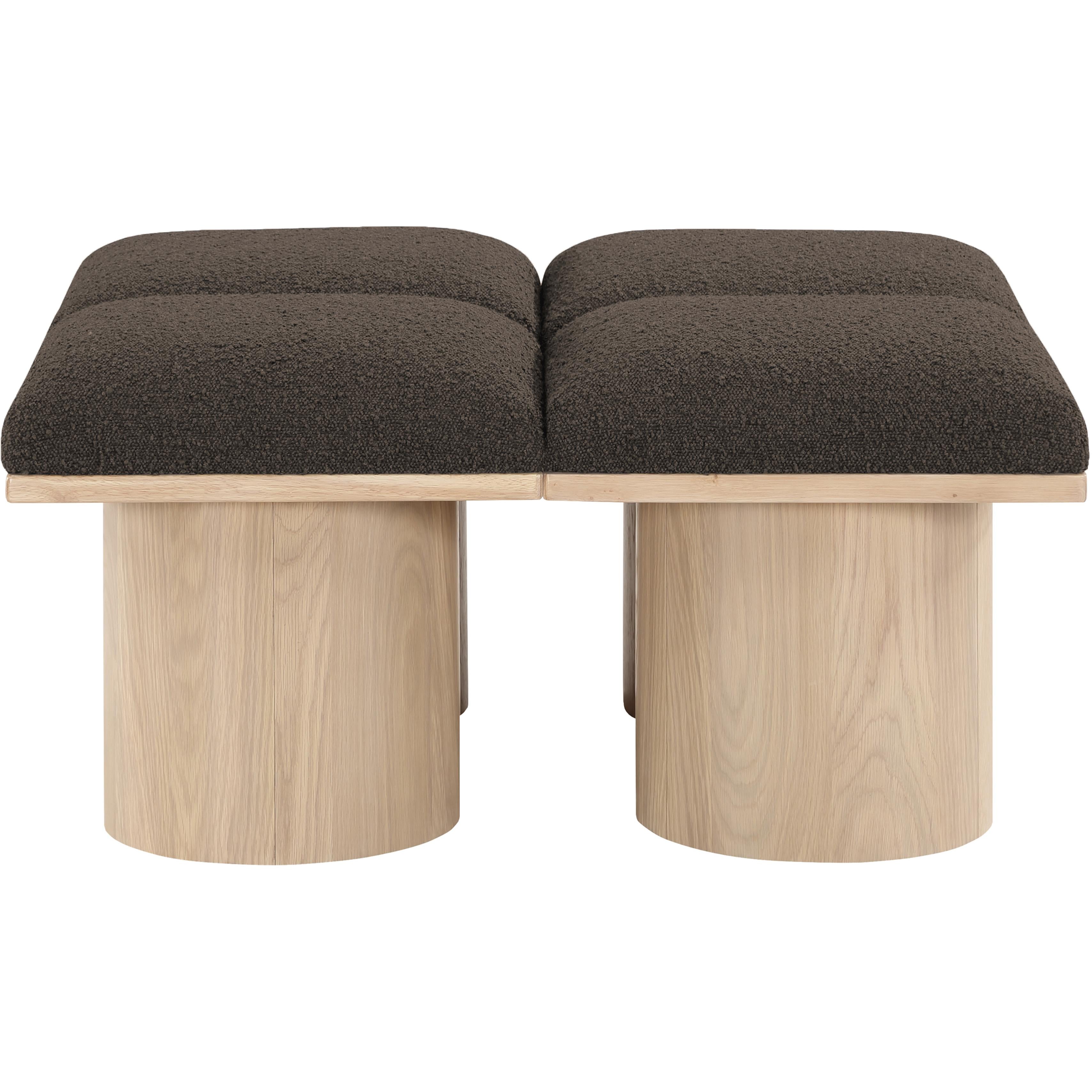 Meridian Pavilion Brown Boucle Fabric Bench