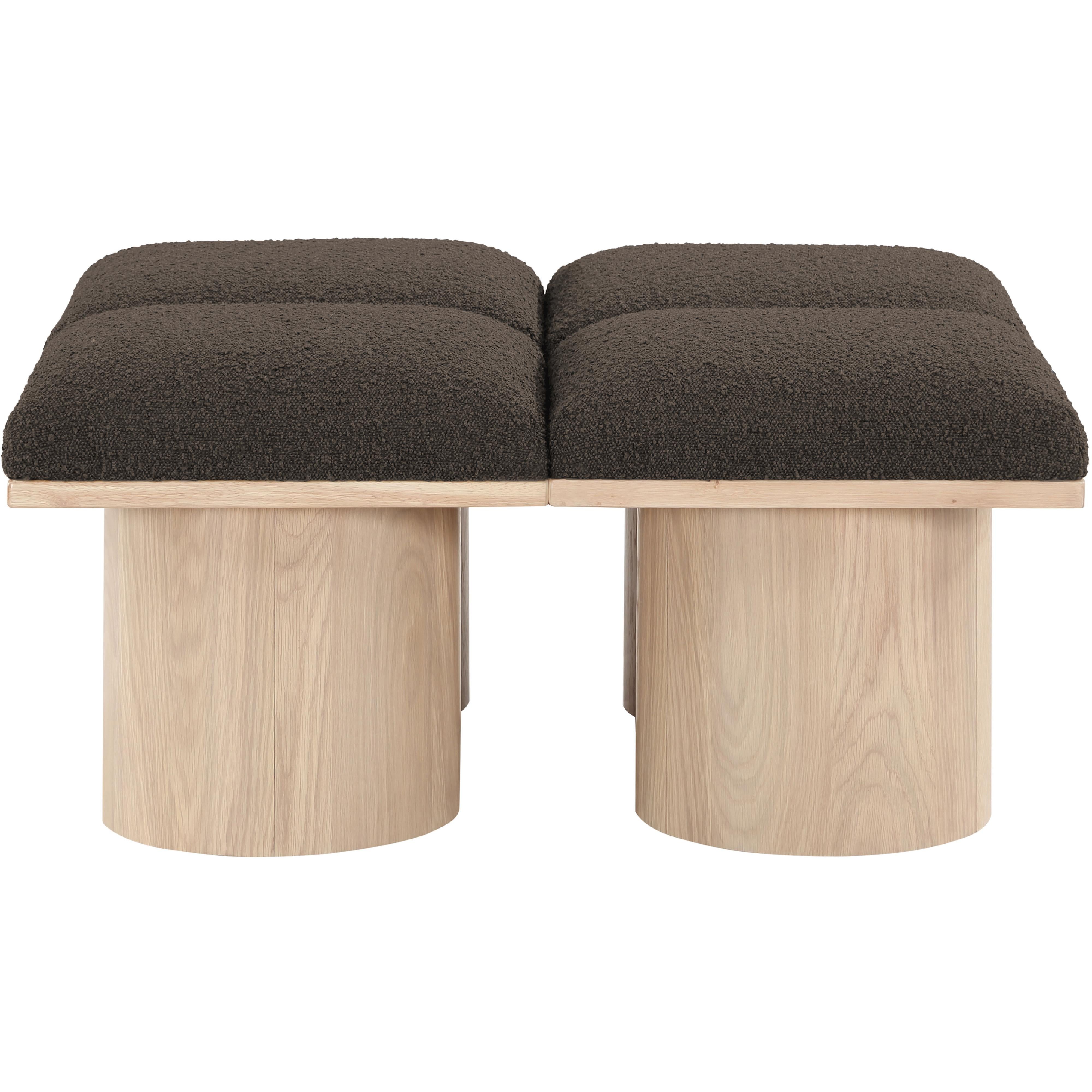 Meridian Pavilion Brown Boucle Fabric Bench