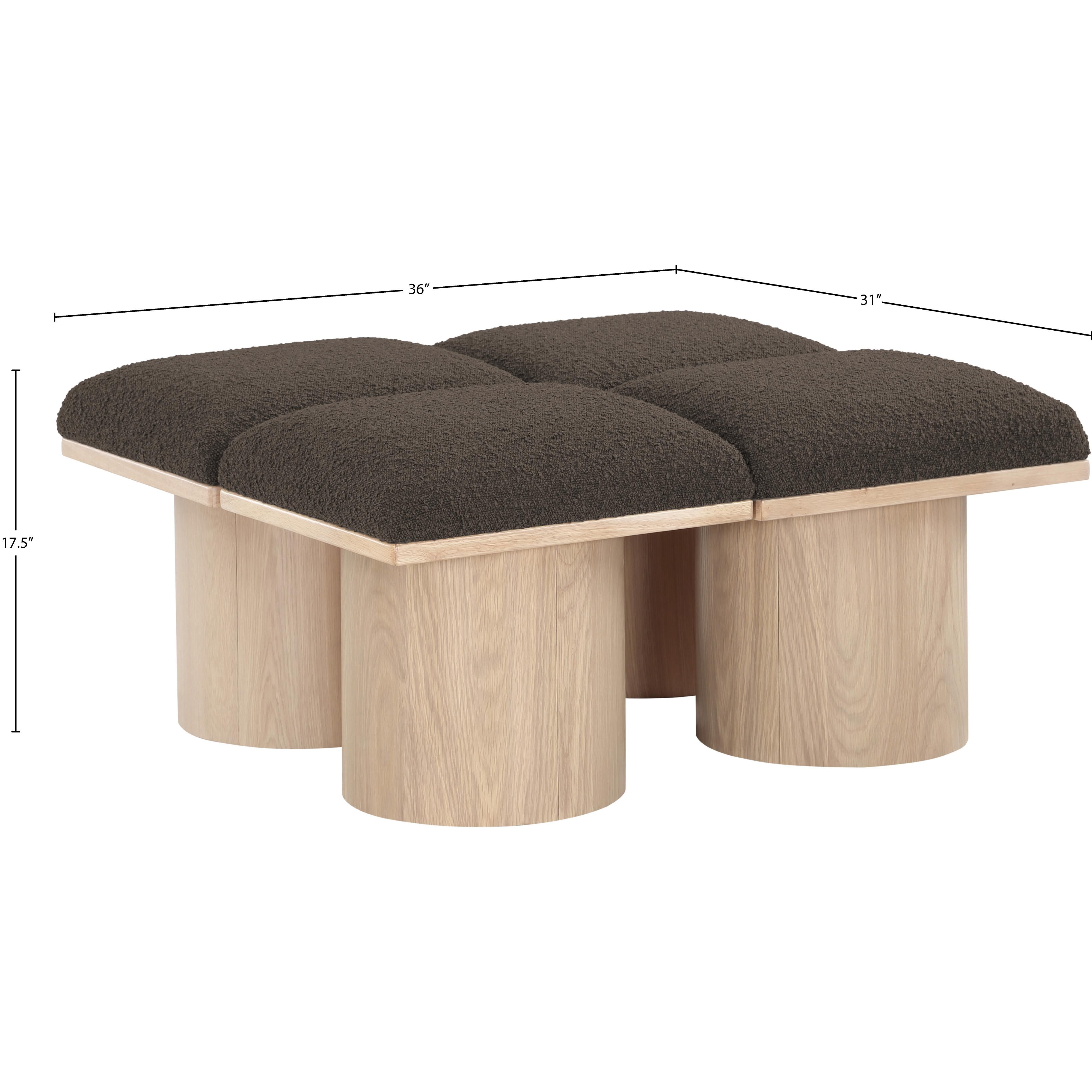 Meridian Pavilion Brown Boucle Fabric Bench