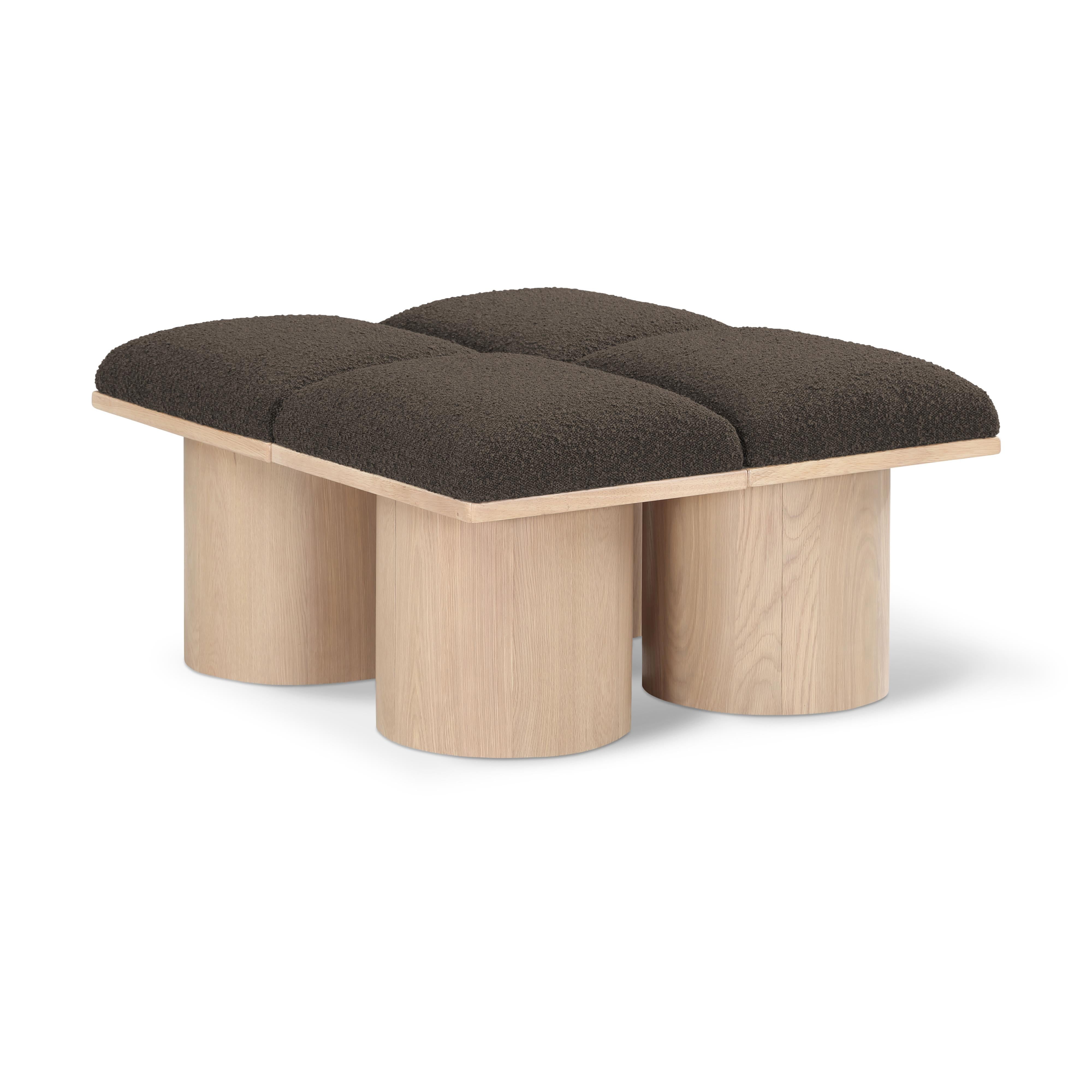 Meridian Pavilion Brown Boucle Fabric Bench