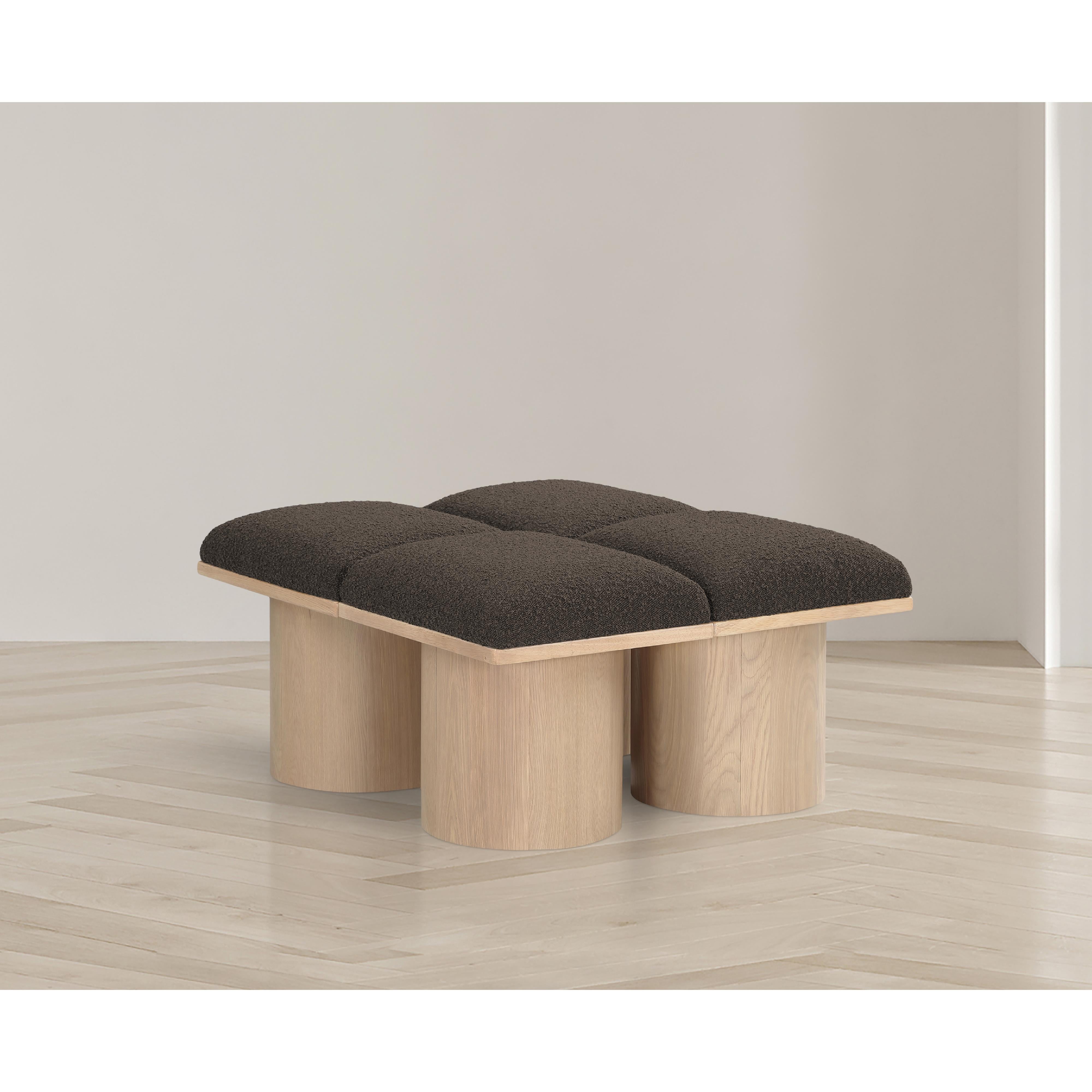 Meridian Pavilion Brown Boucle Fabric Bench