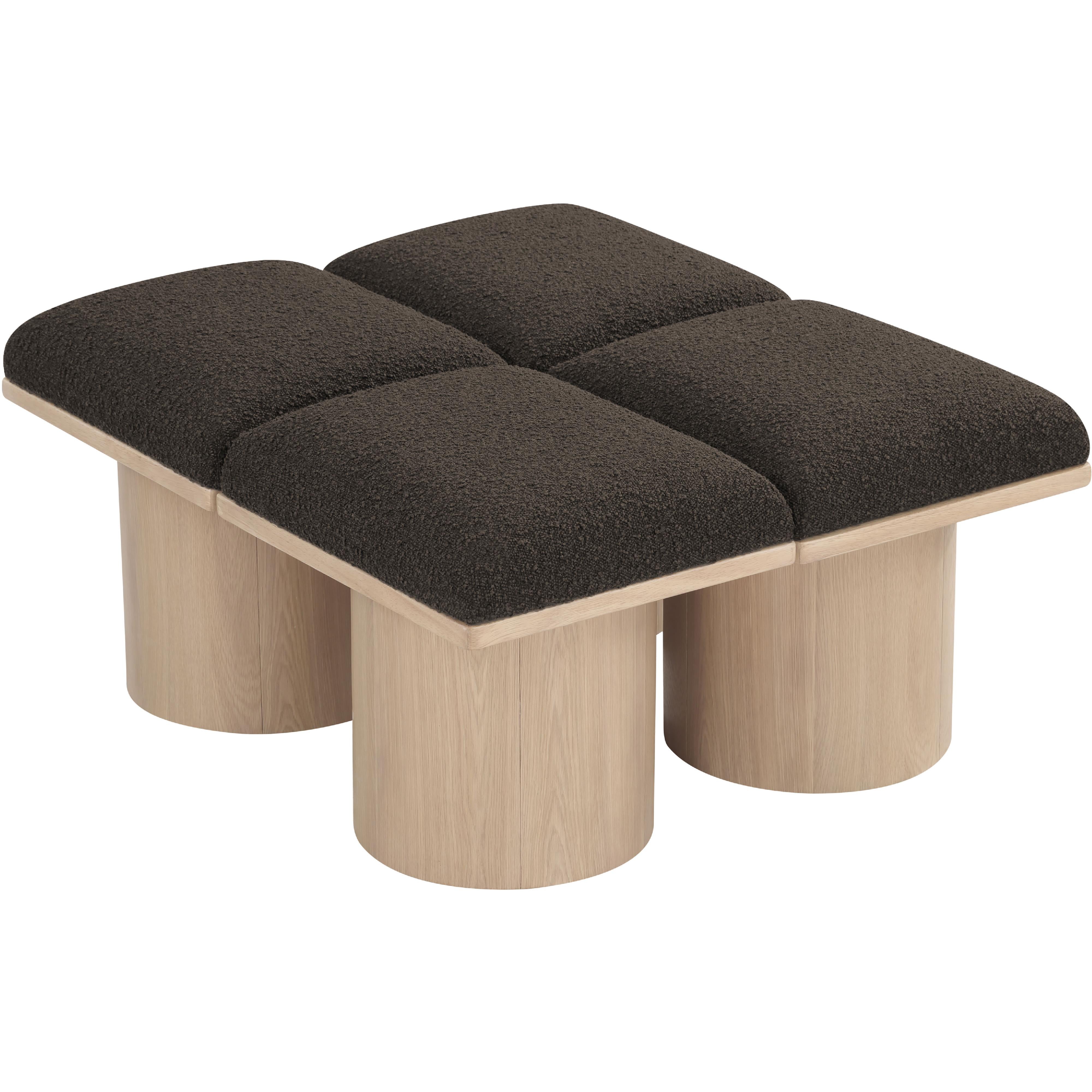 Meridian Pavilion Brown Boucle Fabric Bench