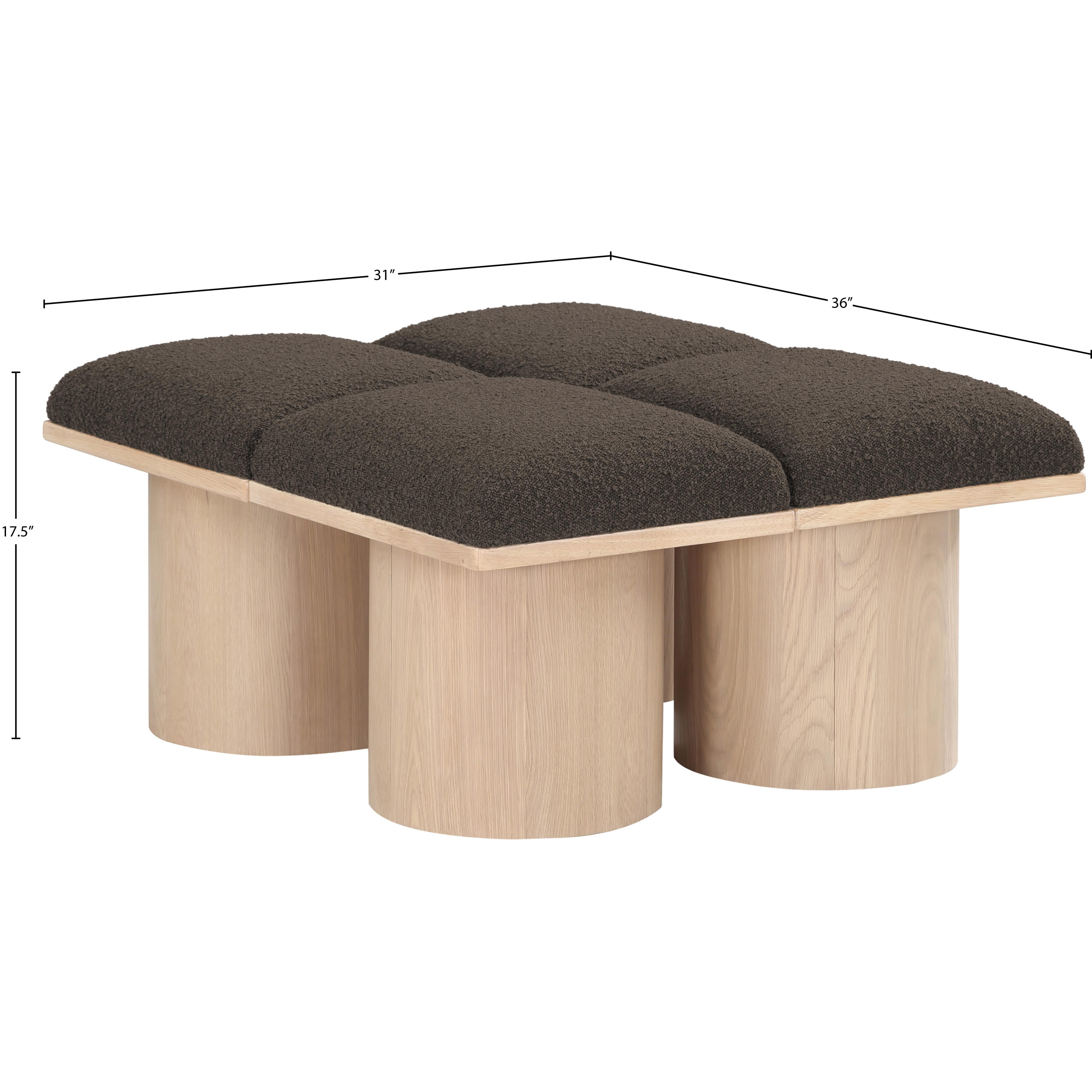 Meridian Pavilion Brown Boucle Fabric Bench