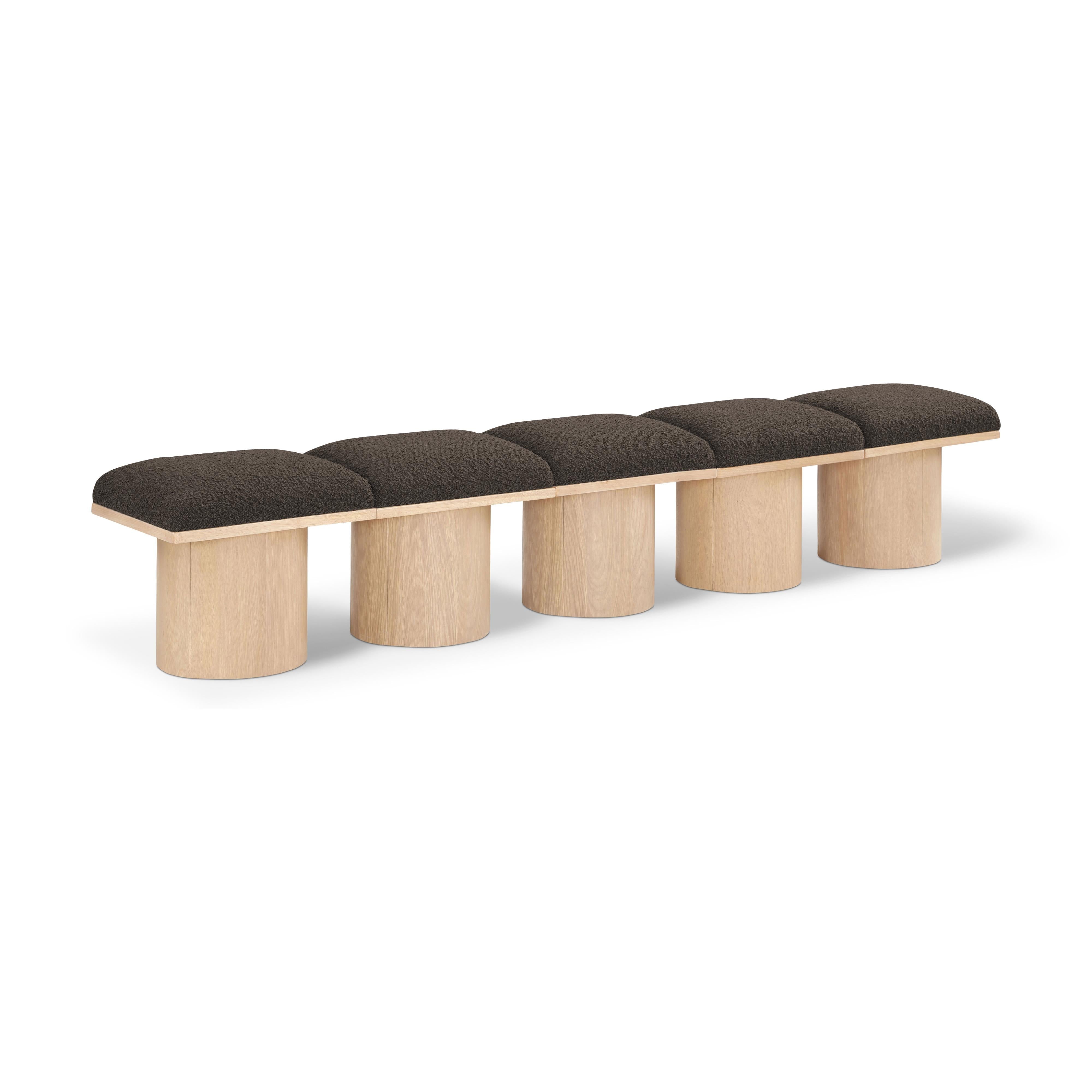 Meridian Pavilion Brown Boucle Fabric Bench