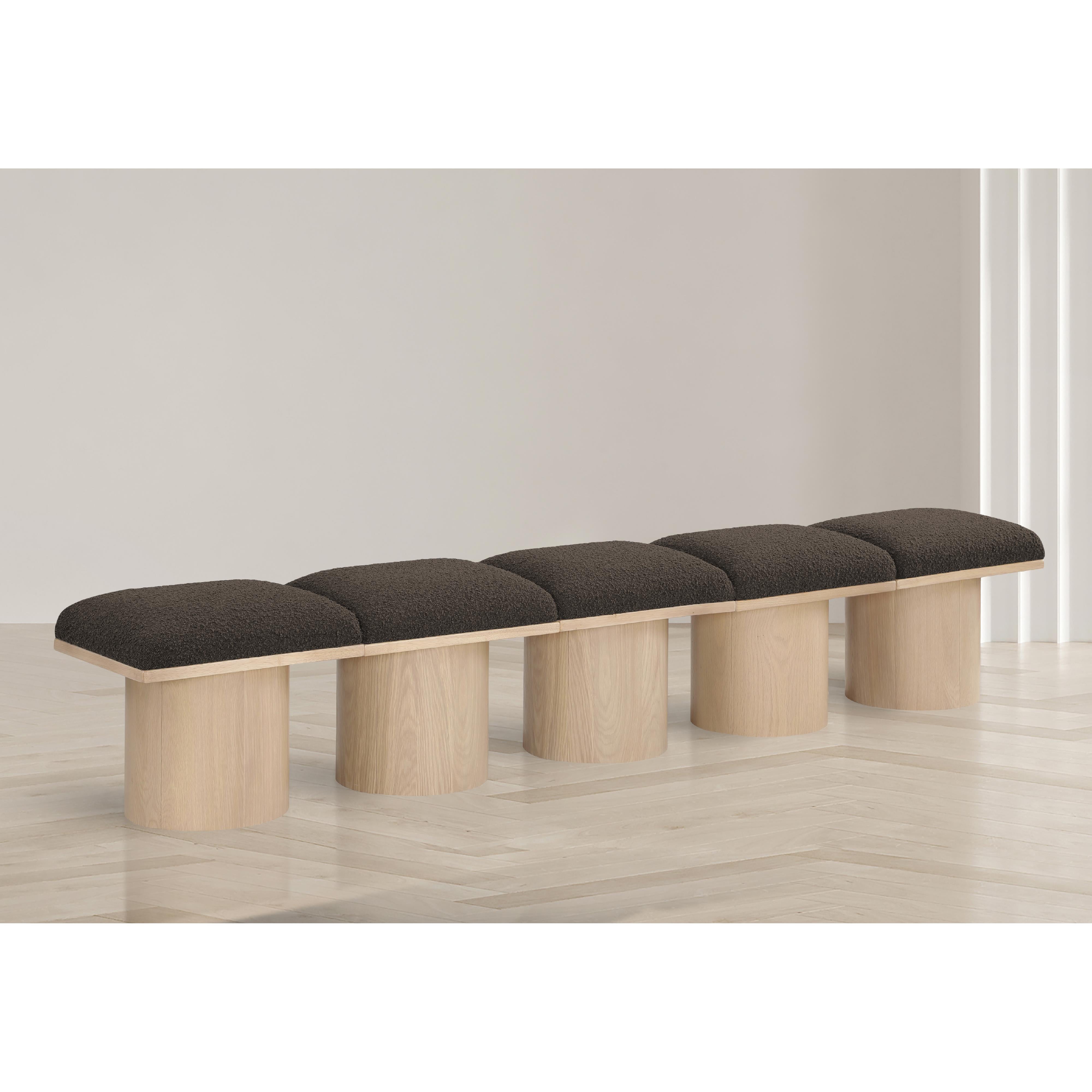 Meridian Pavilion Brown Boucle Fabric Bench