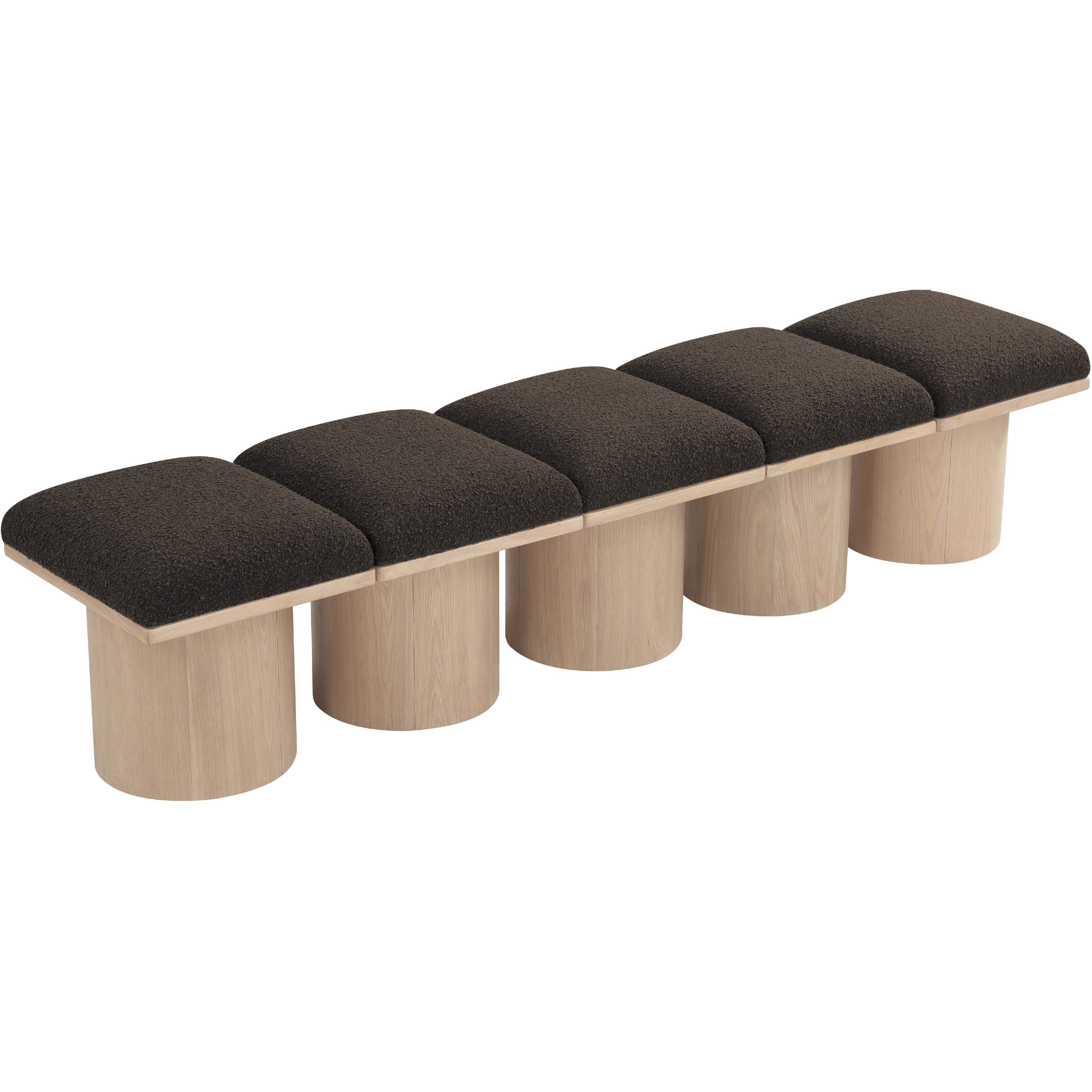 Meridian Pavilion Brown Boucle Fabric Bench