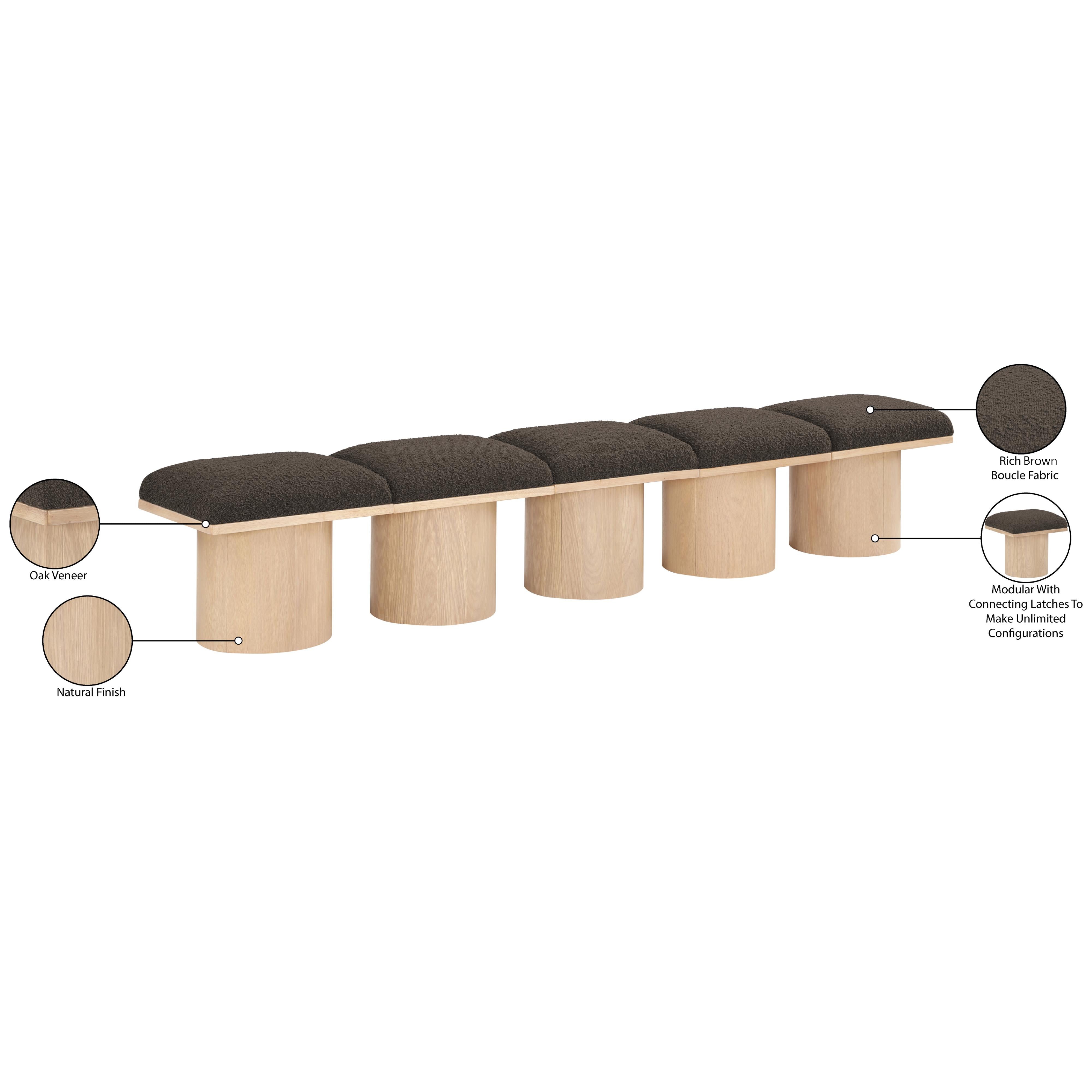 Meridian Pavilion Brown Boucle Fabric Bench