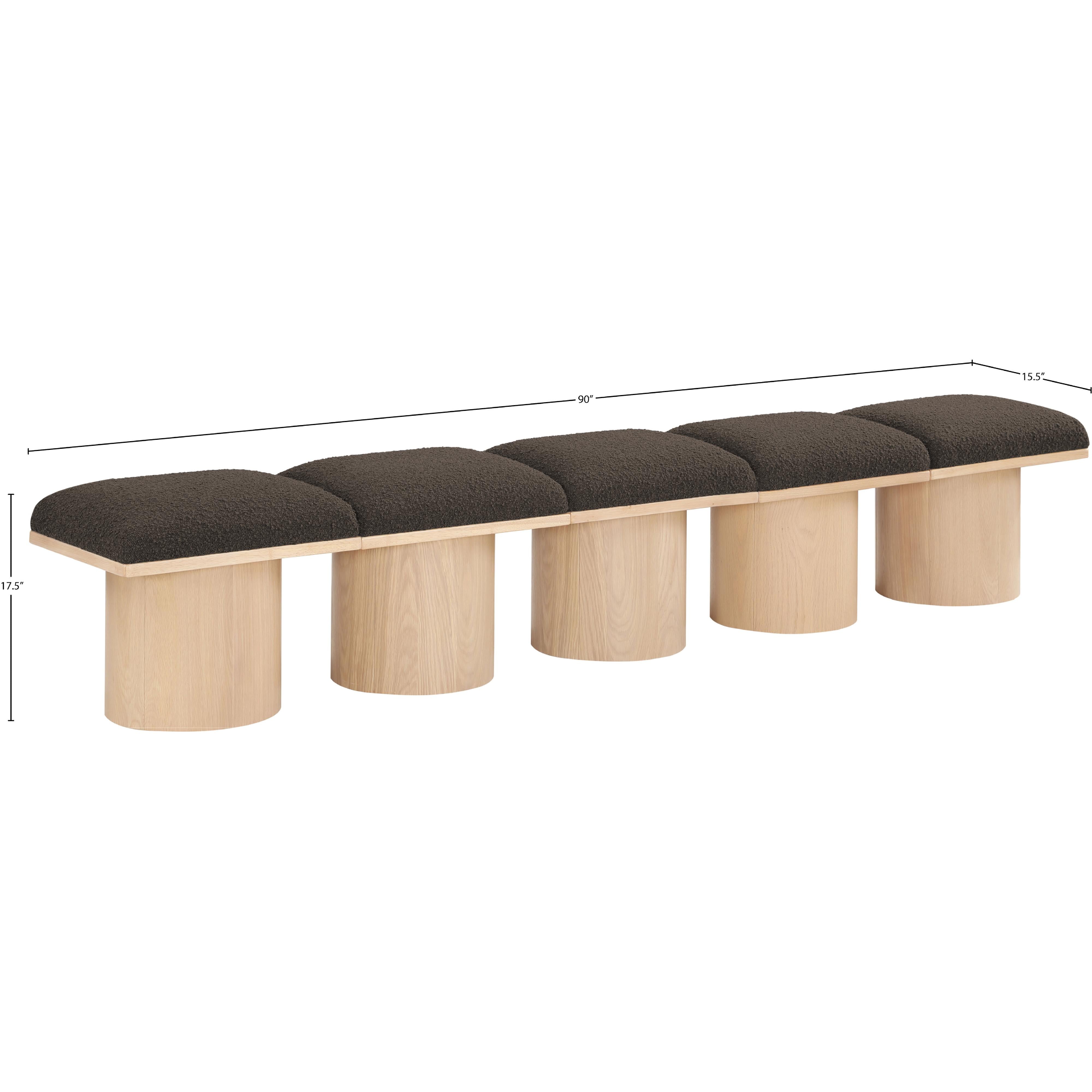 Meridian Pavilion Brown Boucle Fabric Bench