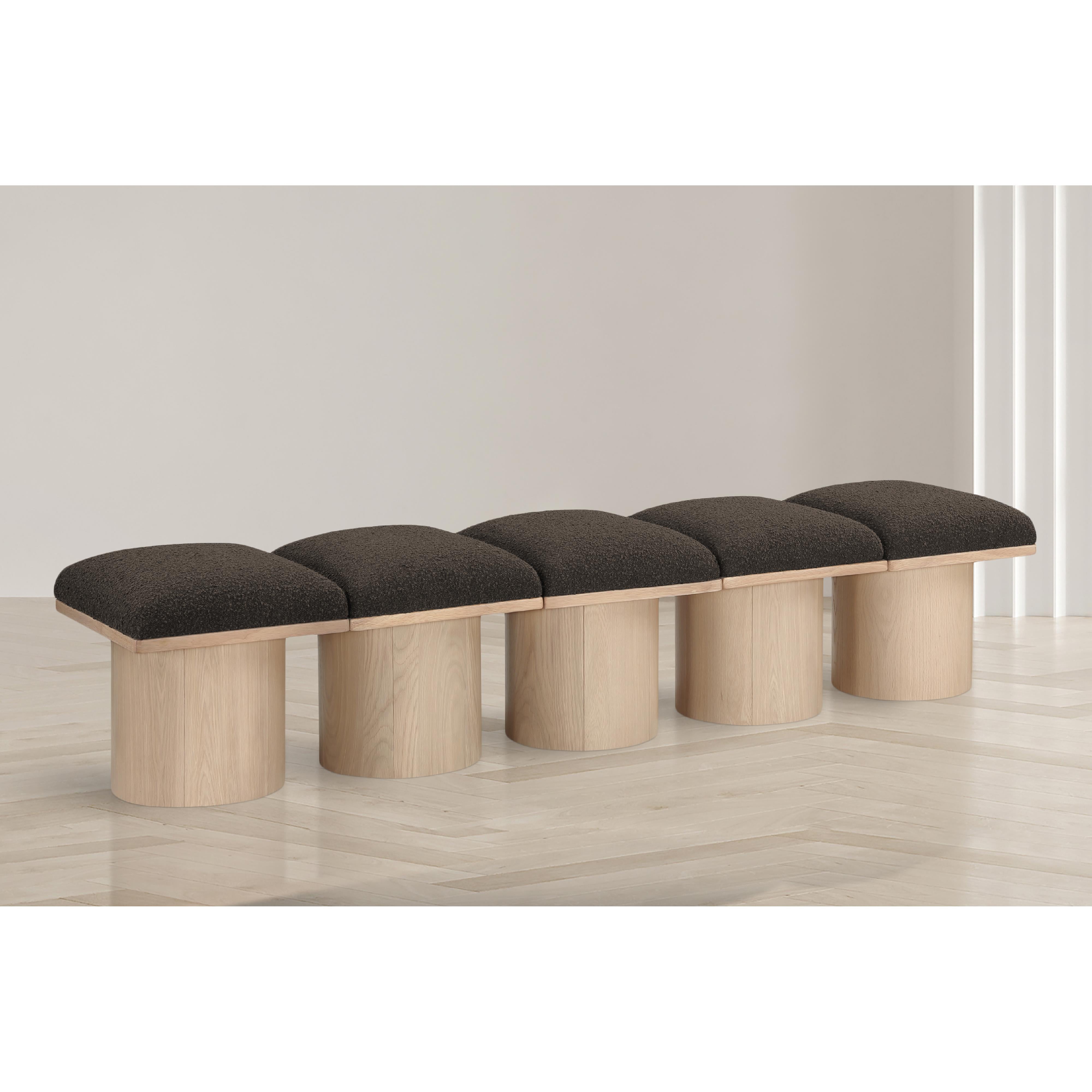 Meridian Pavilion Brown Boucle Fabric Bench