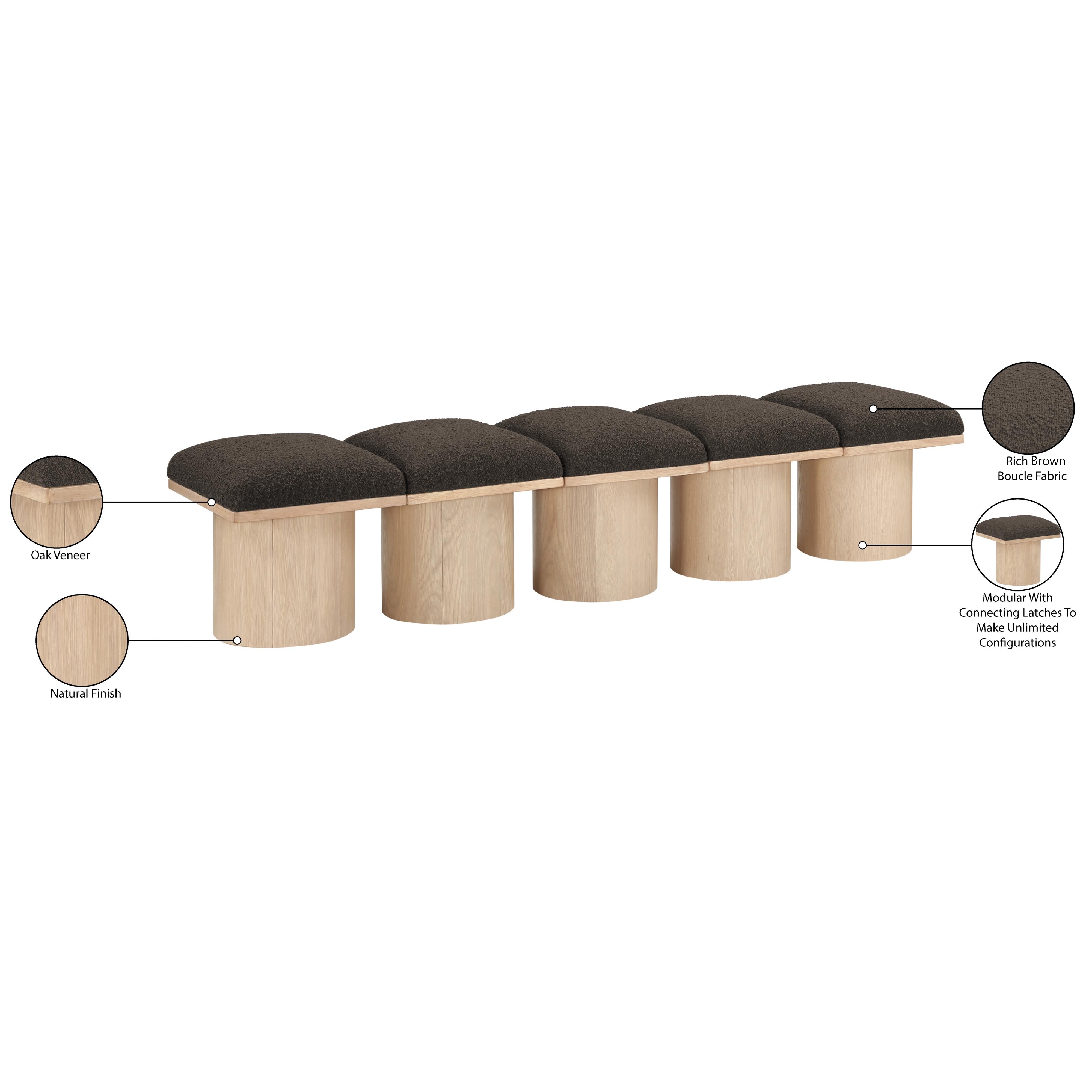 Meridian Pavilion Brown Boucle Fabric Bench