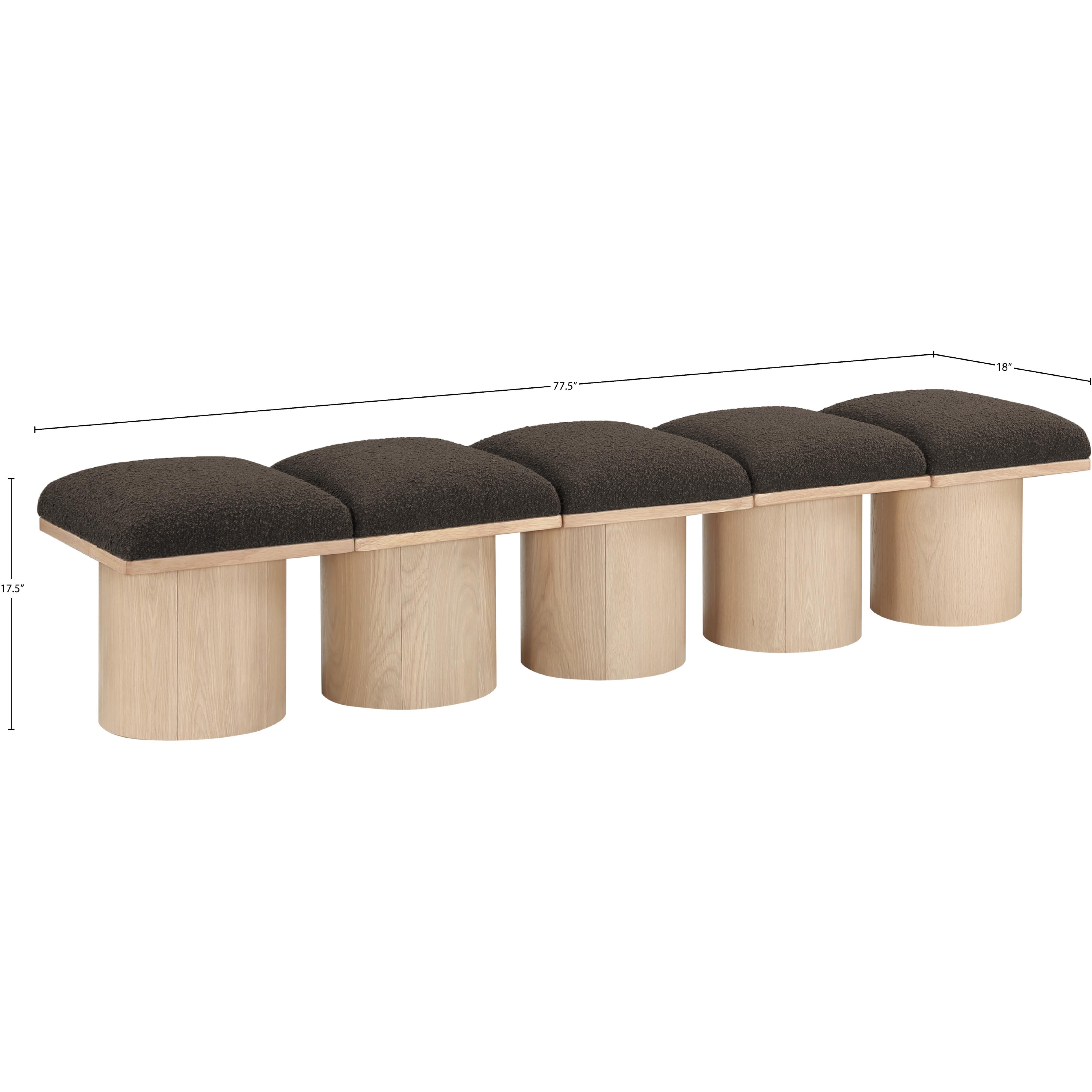 Meridian Pavilion Brown Boucle Fabric Bench
