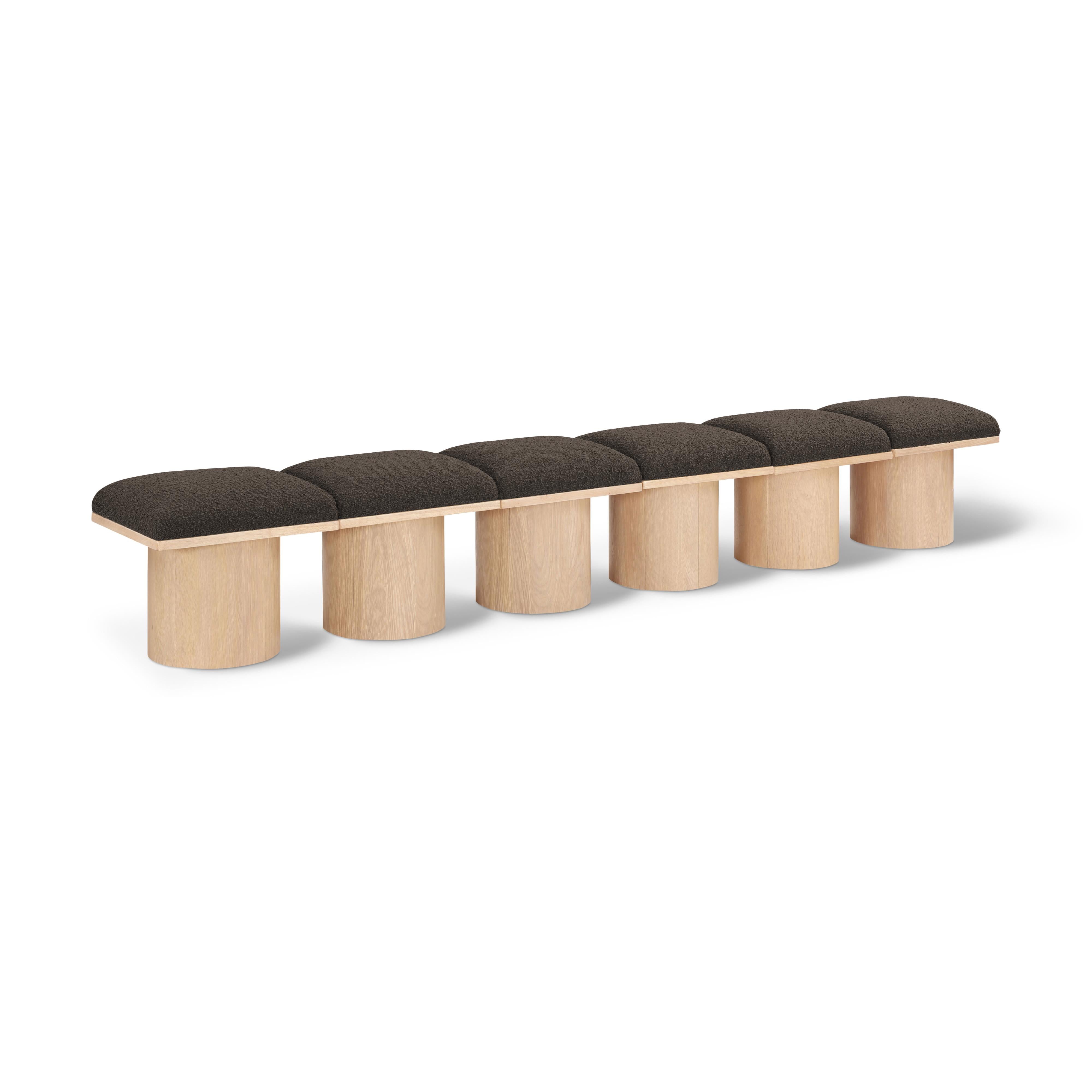 Meridian Pavilion Brown Boucle Fabric Bench
