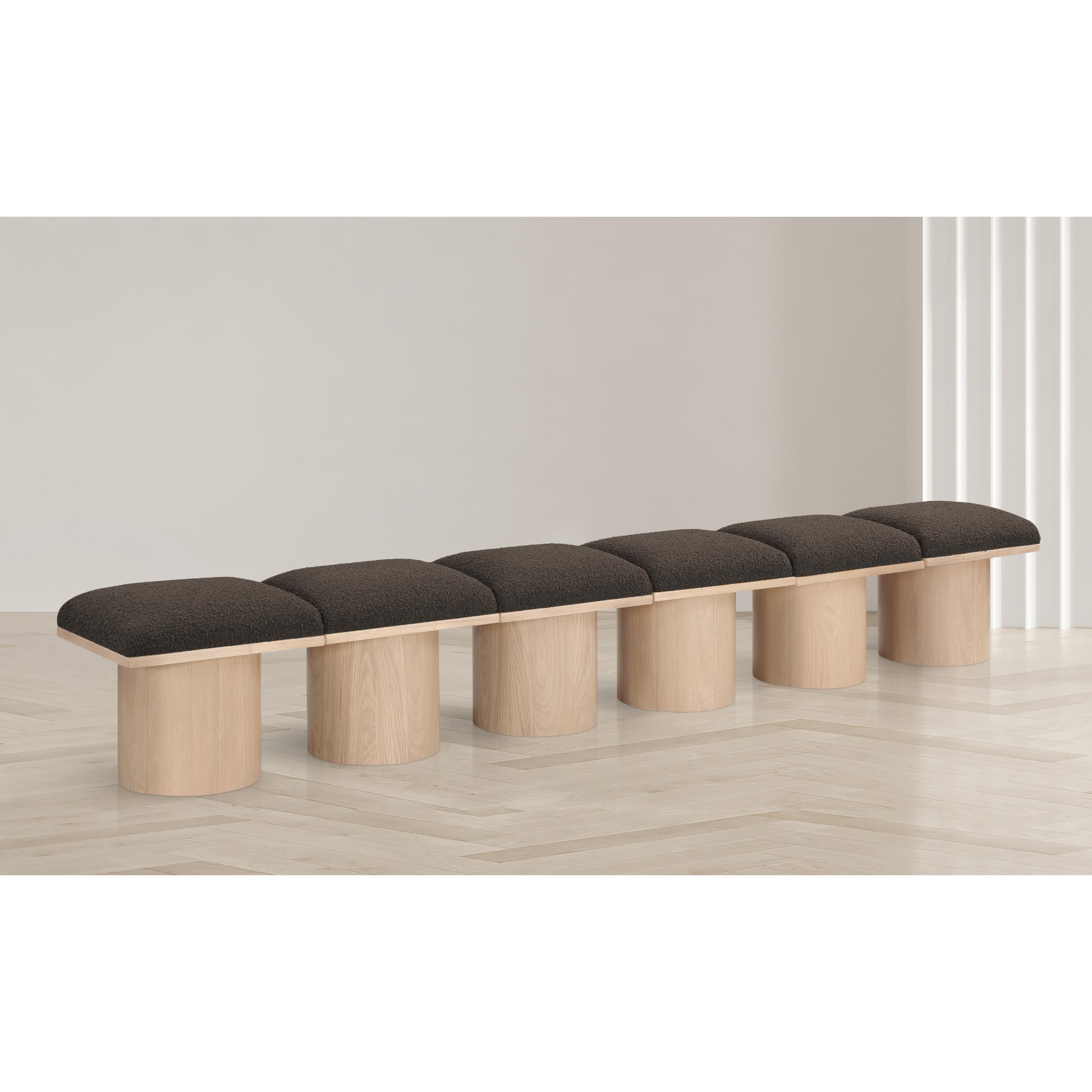 Meridian Pavilion Brown Boucle Fabric Bench