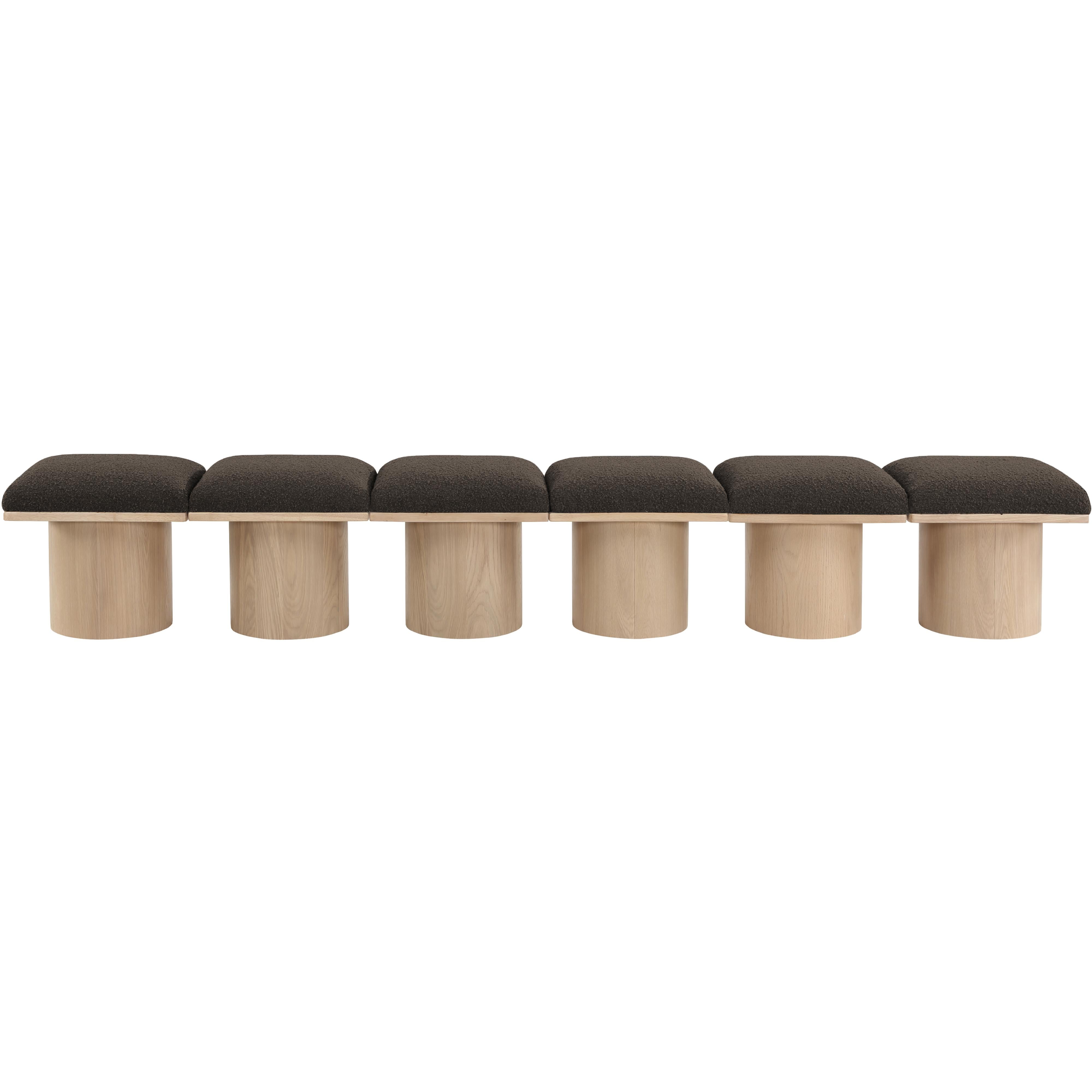 Meridian Pavilion Brown Boucle Fabric Bench