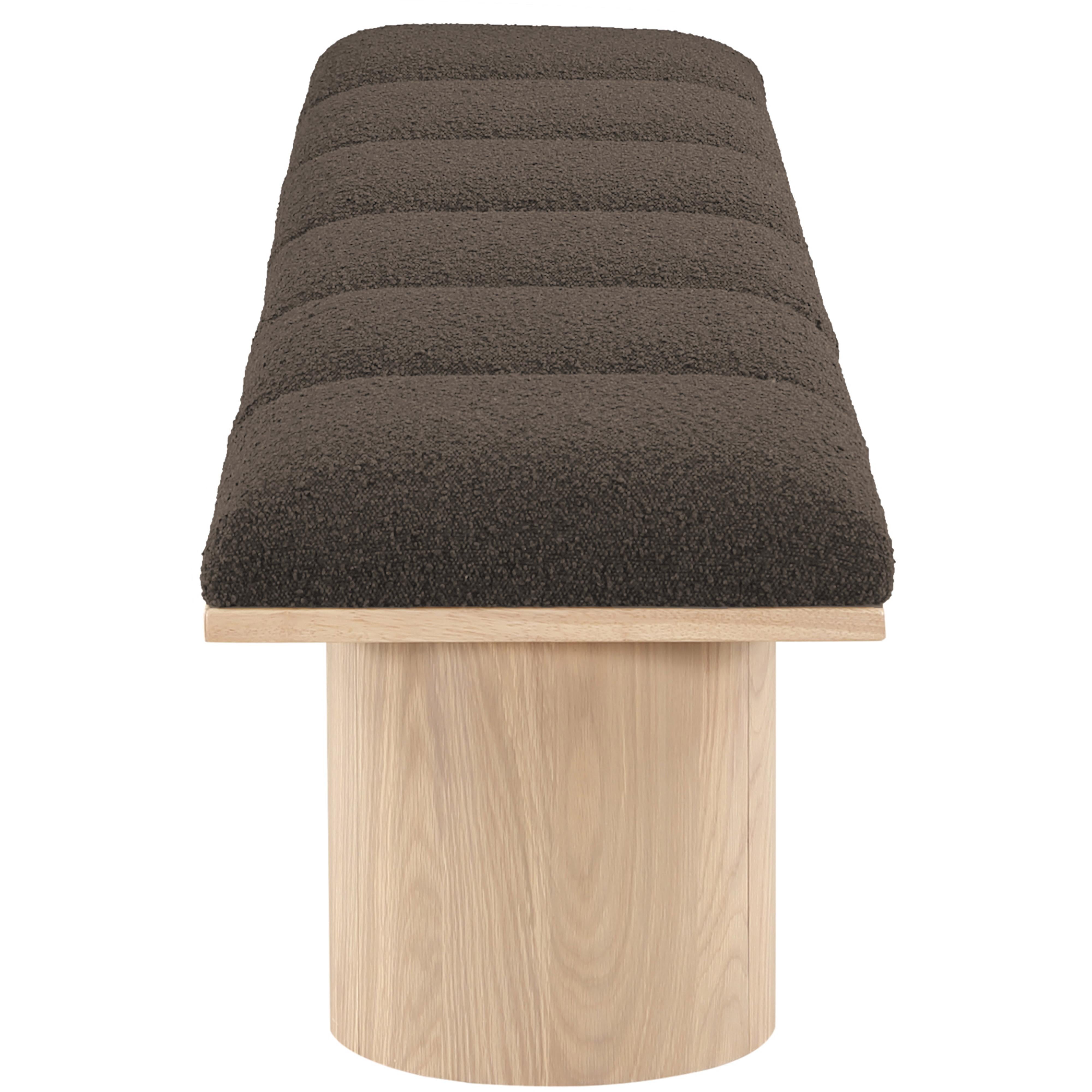 Meridian Pavilion Brown Boucle Fabric Bench