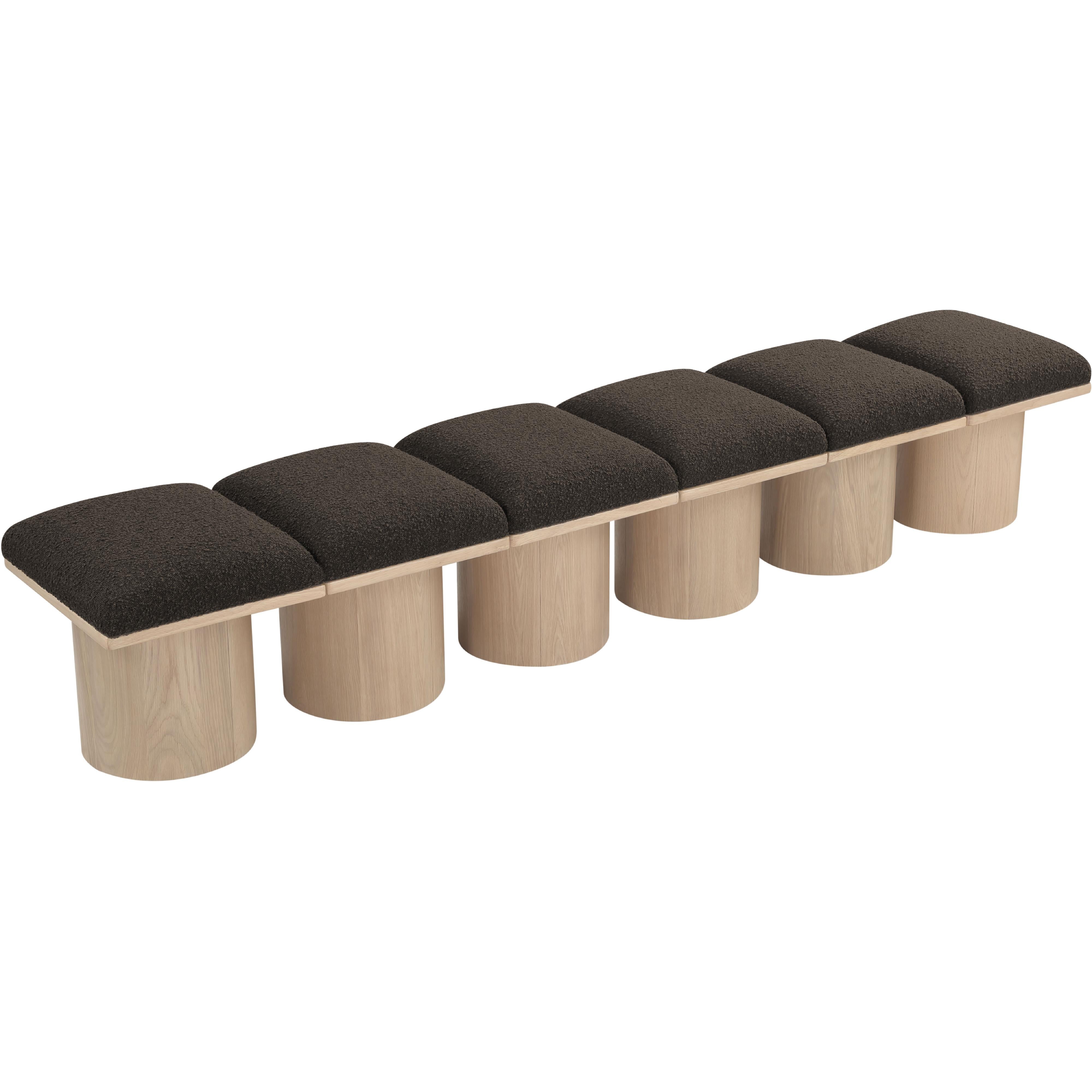 Meridian Pavilion Brown Boucle Fabric Bench