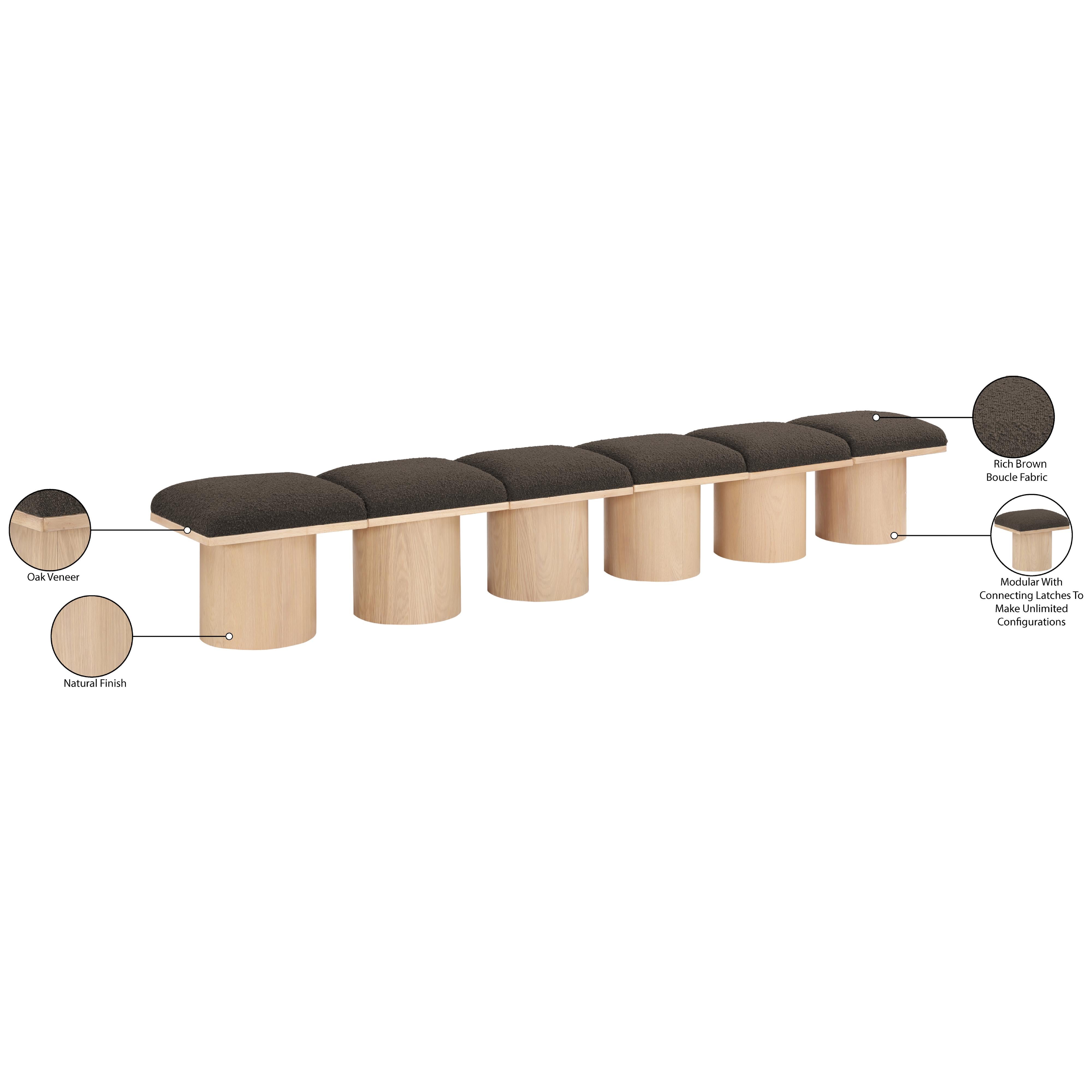 Meridian Pavilion Brown Boucle Fabric Bench