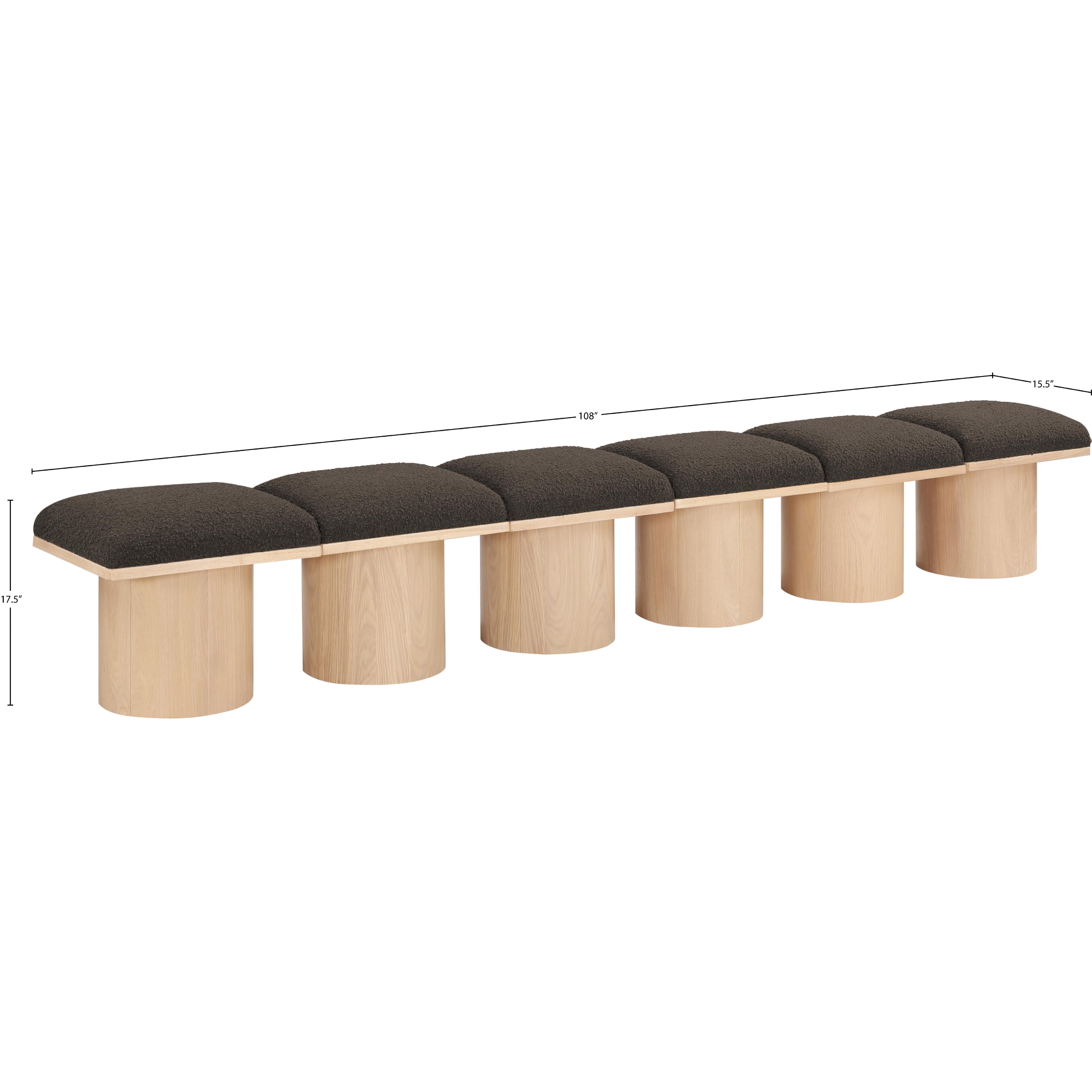 Meridian Pavilion Brown Boucle Fabric Bench