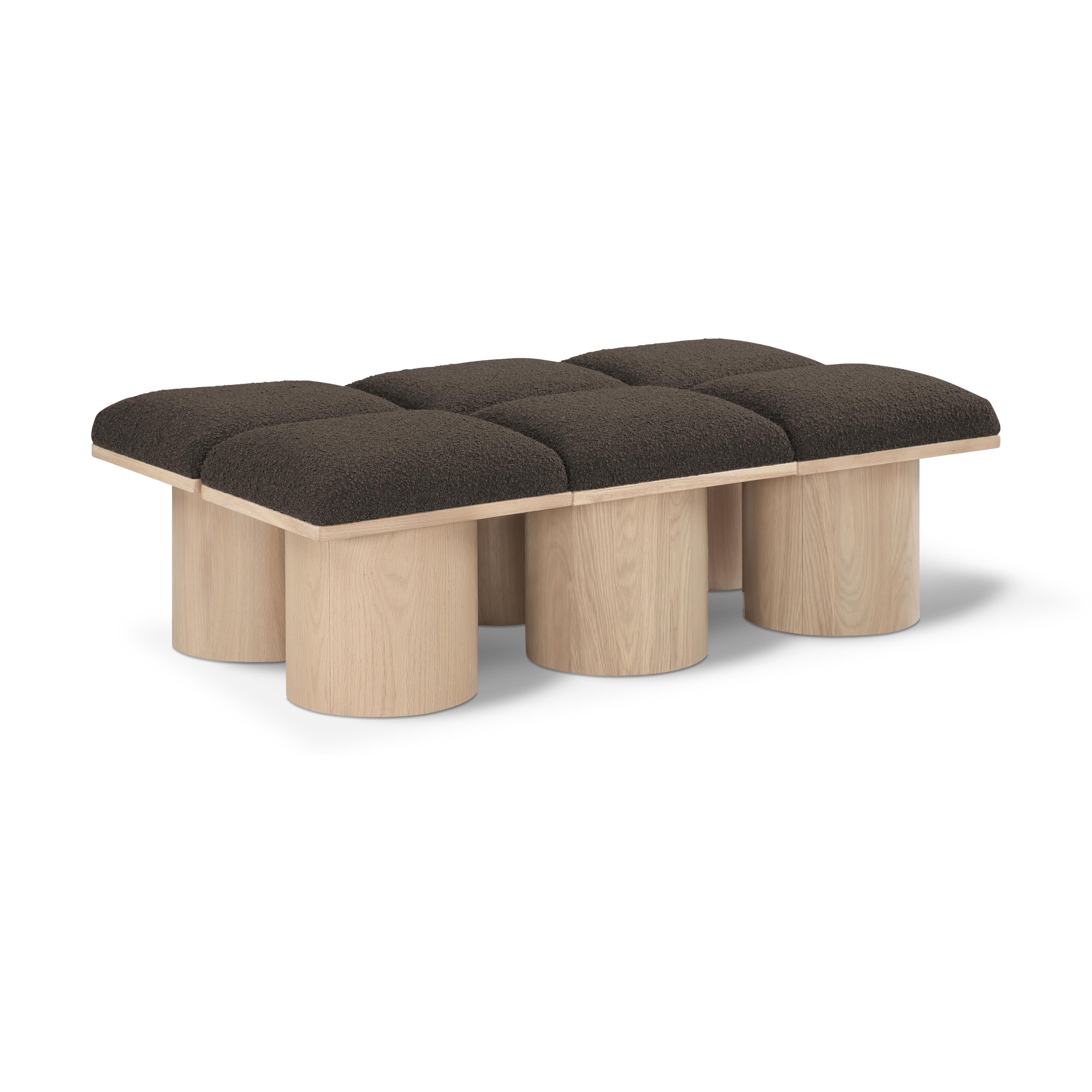 Meridian Pavilion Brown Boucle Fabric Bench