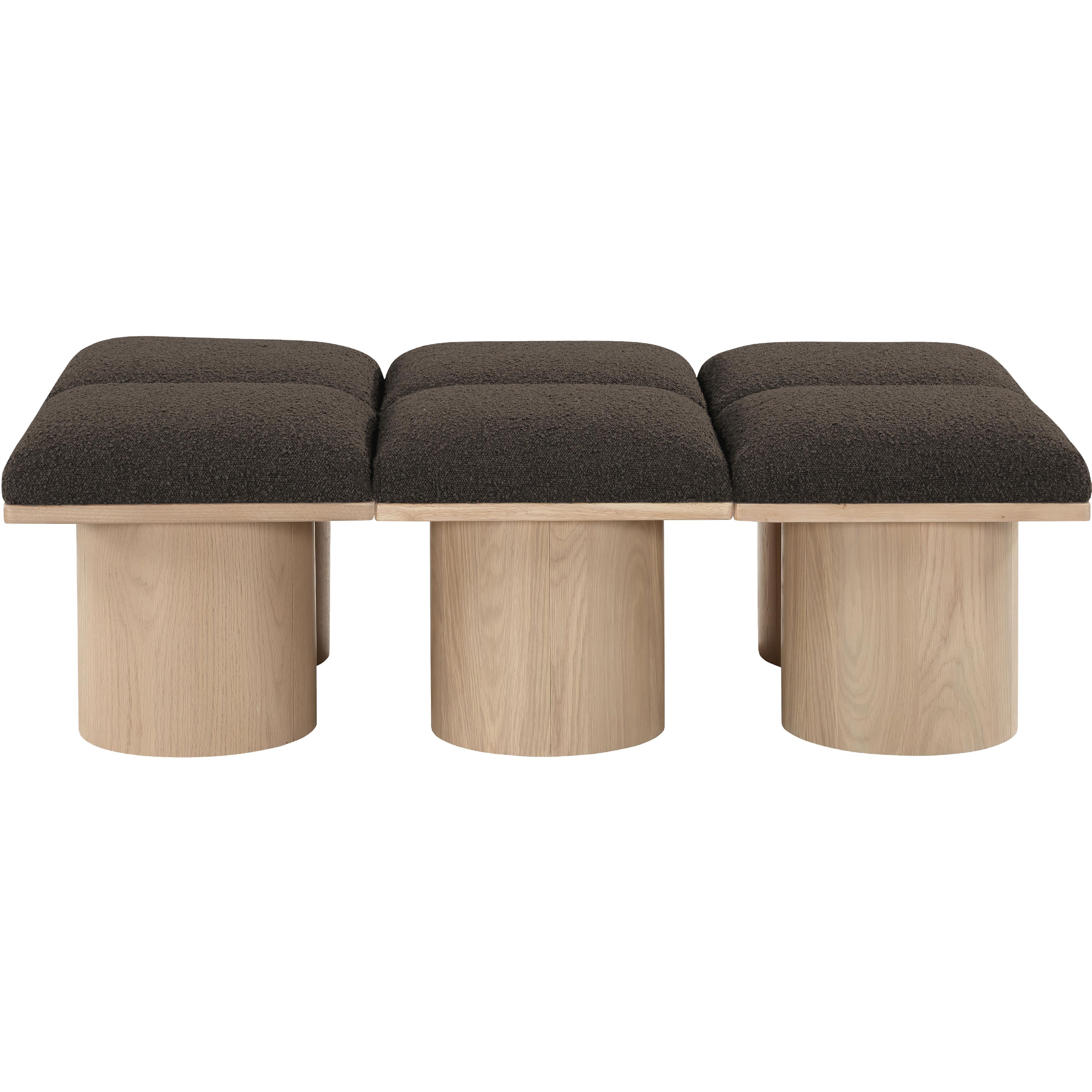 Meridian Pavilion Brown Boucle Fabric Bench