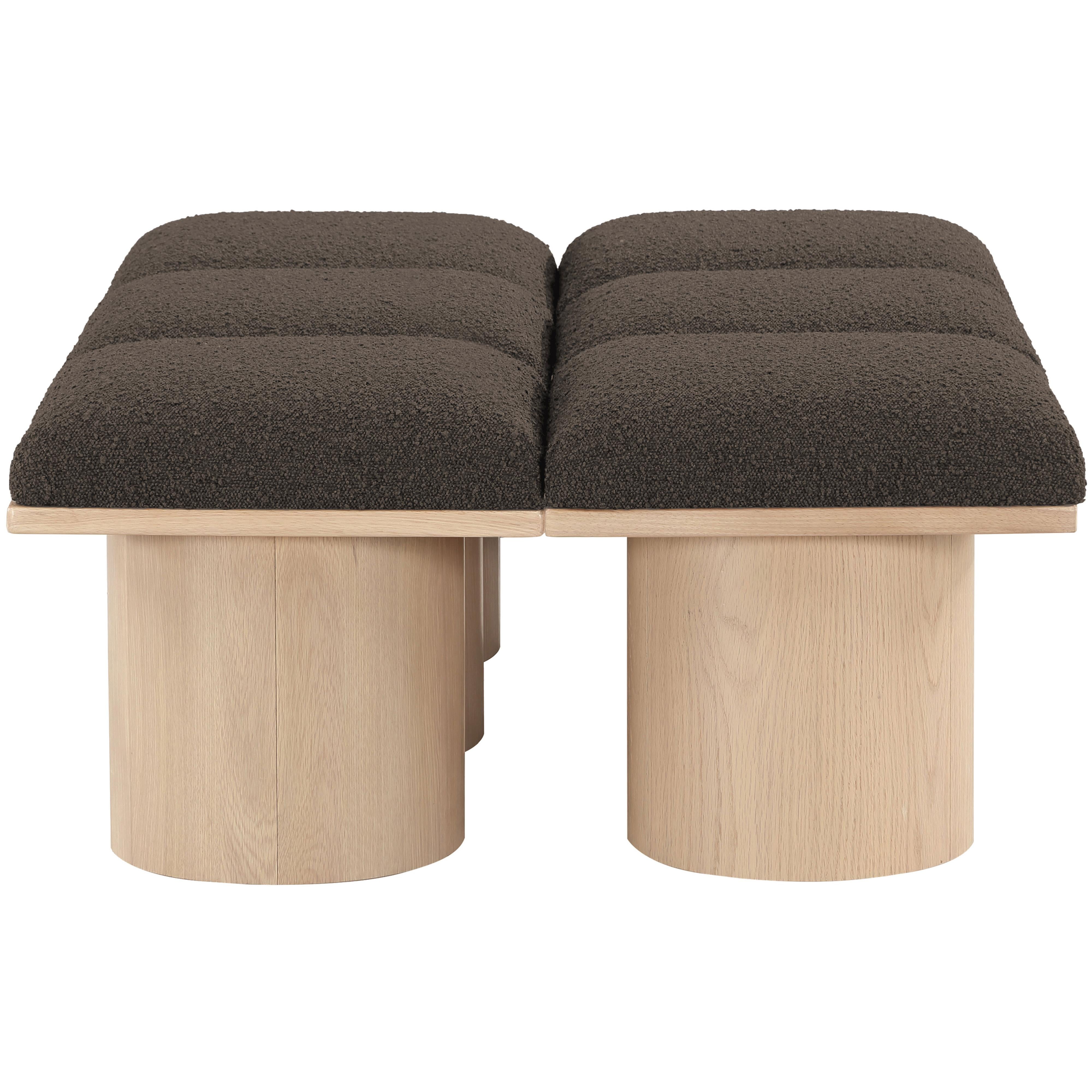 Meridian Pavilion Brown Boucle Fabric Bench