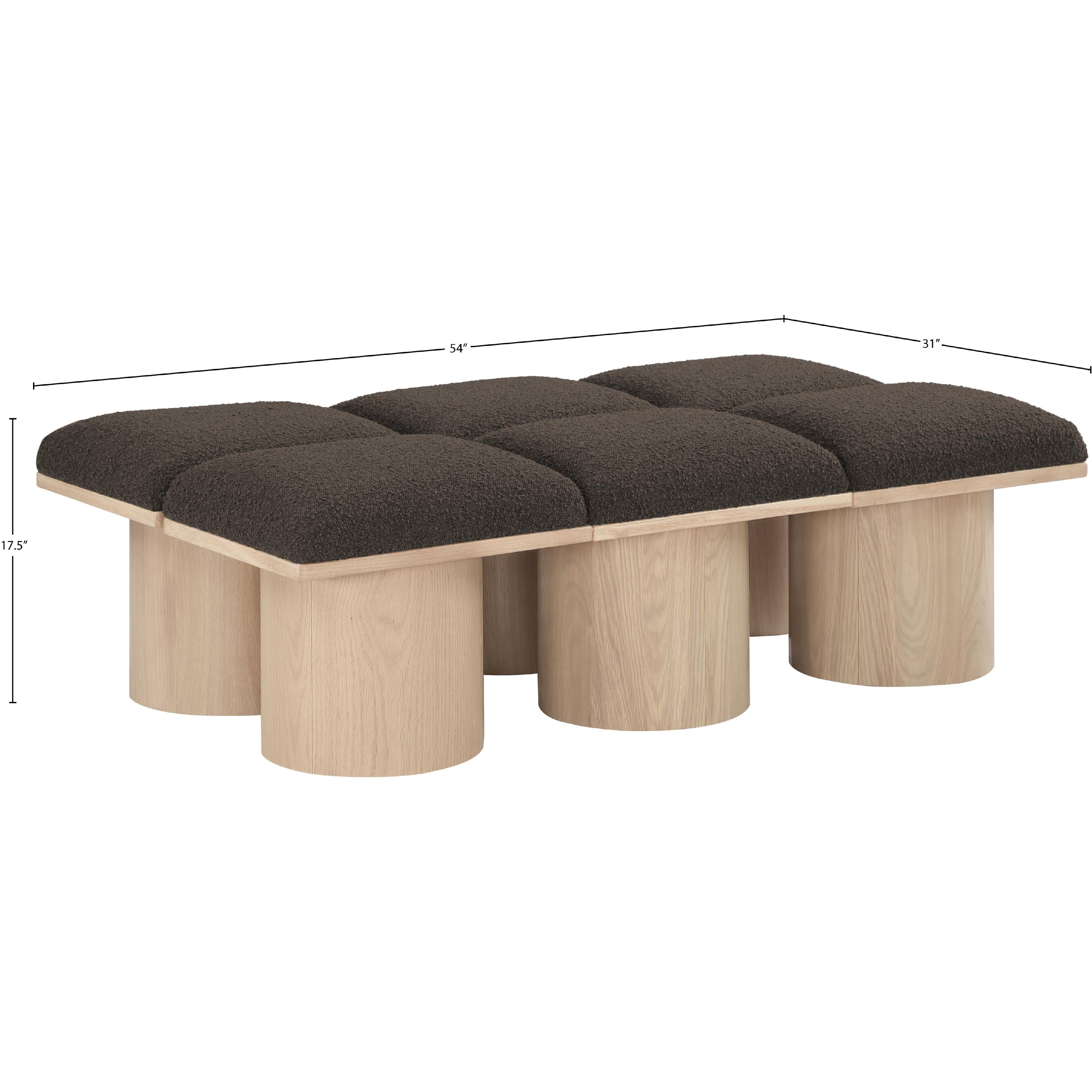 Meridian Pavilion Brown Boucle Fabric Bench