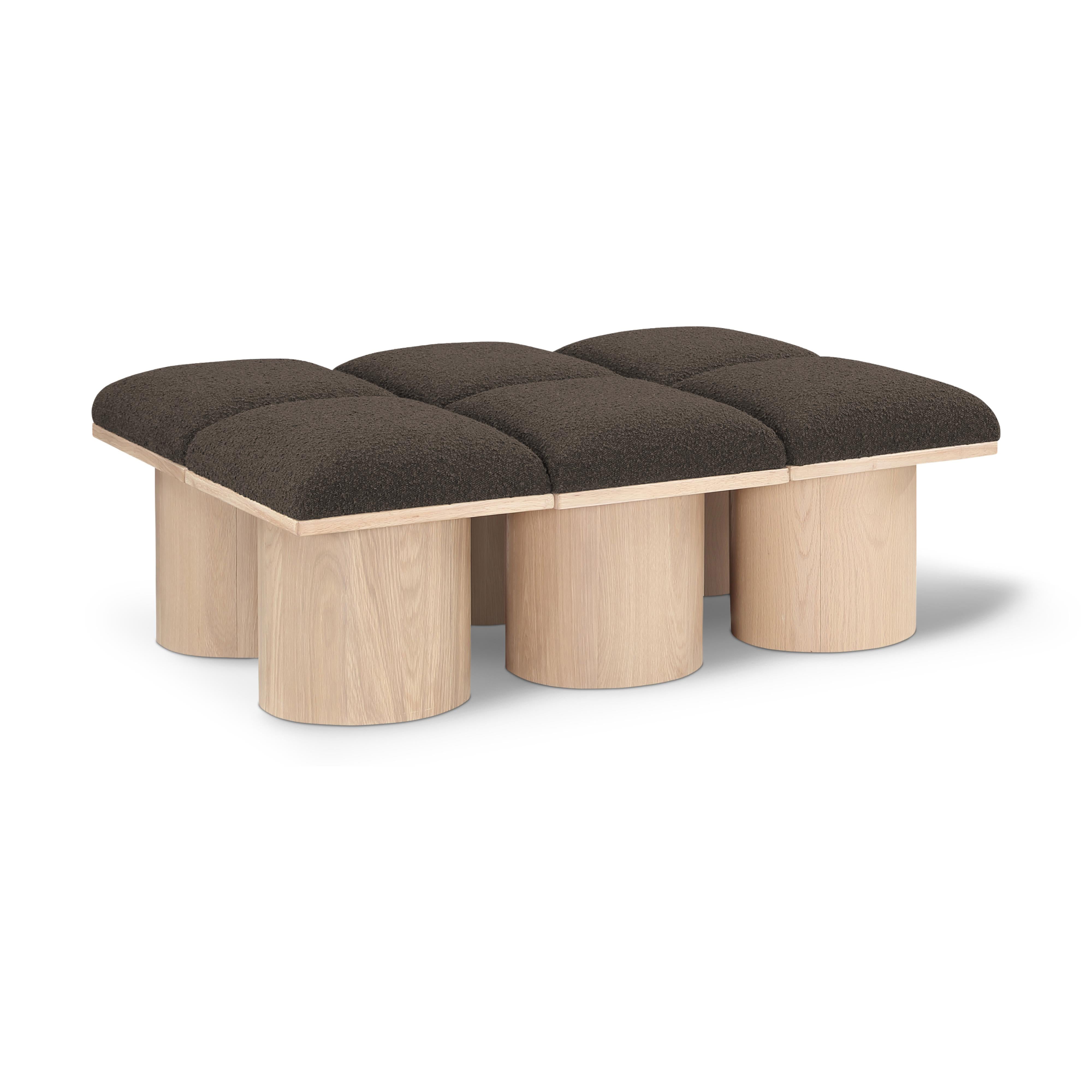 Meridian Pavilion Brown Boucle Fabric Bench