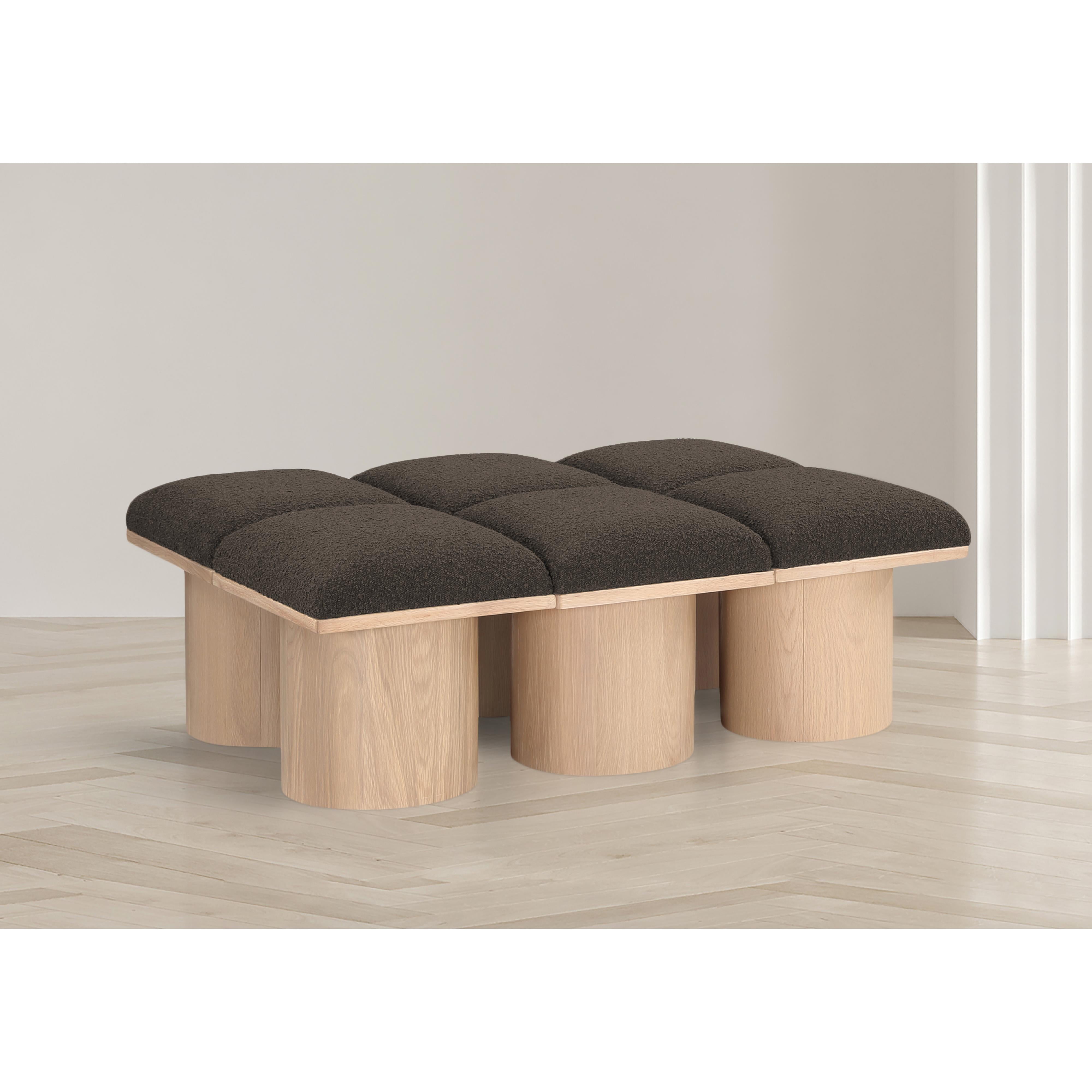 Meridian Pavilion Brown Boucle Fabric Bench