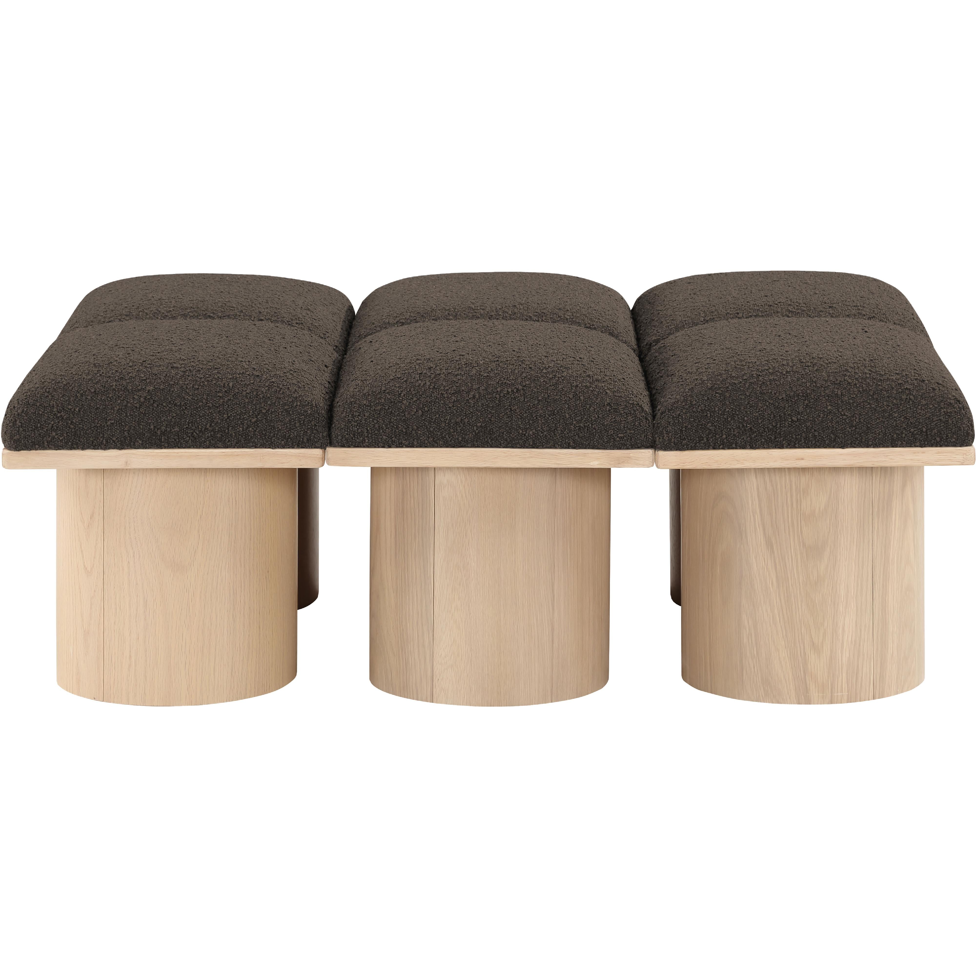 Meridian Pavilion Brown Boucle Fabric Bench