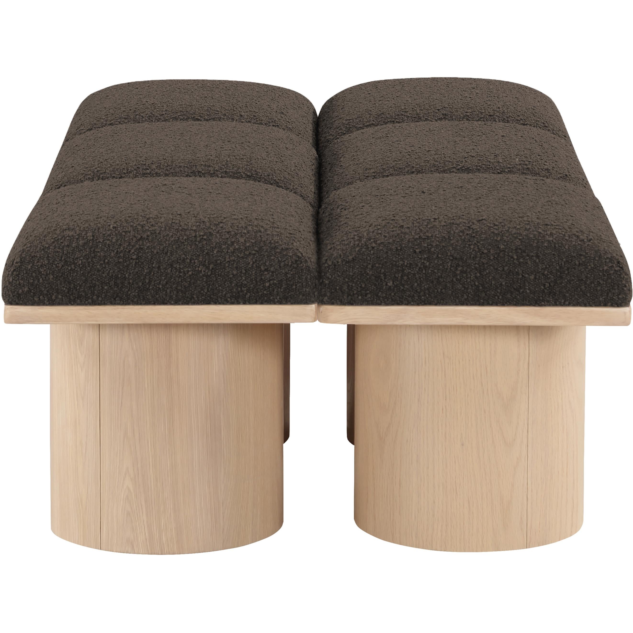 Meridian Pavilion Brown Boucle Fabric Bench