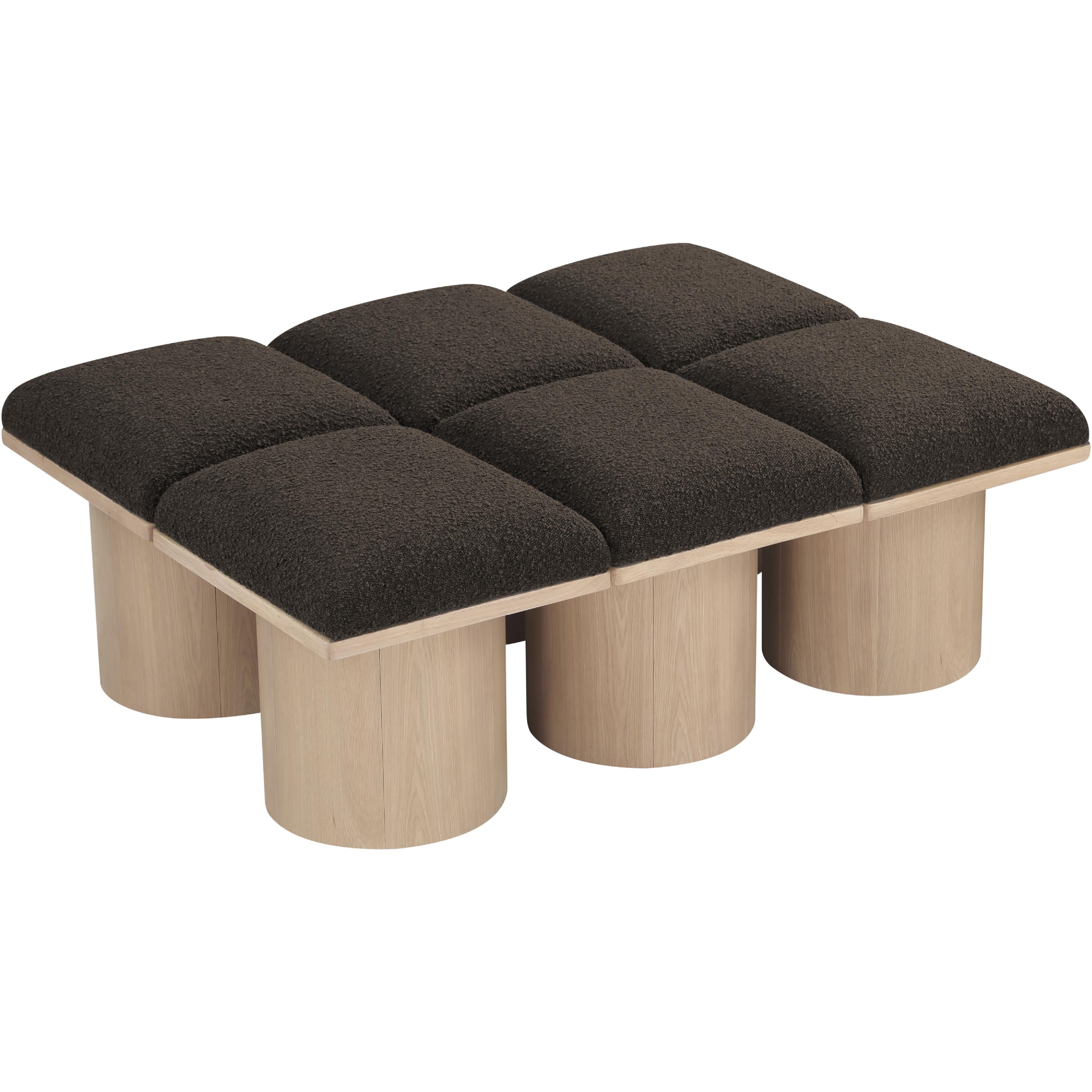 Meridian Pavilion Brown Boucle Fabric Bench