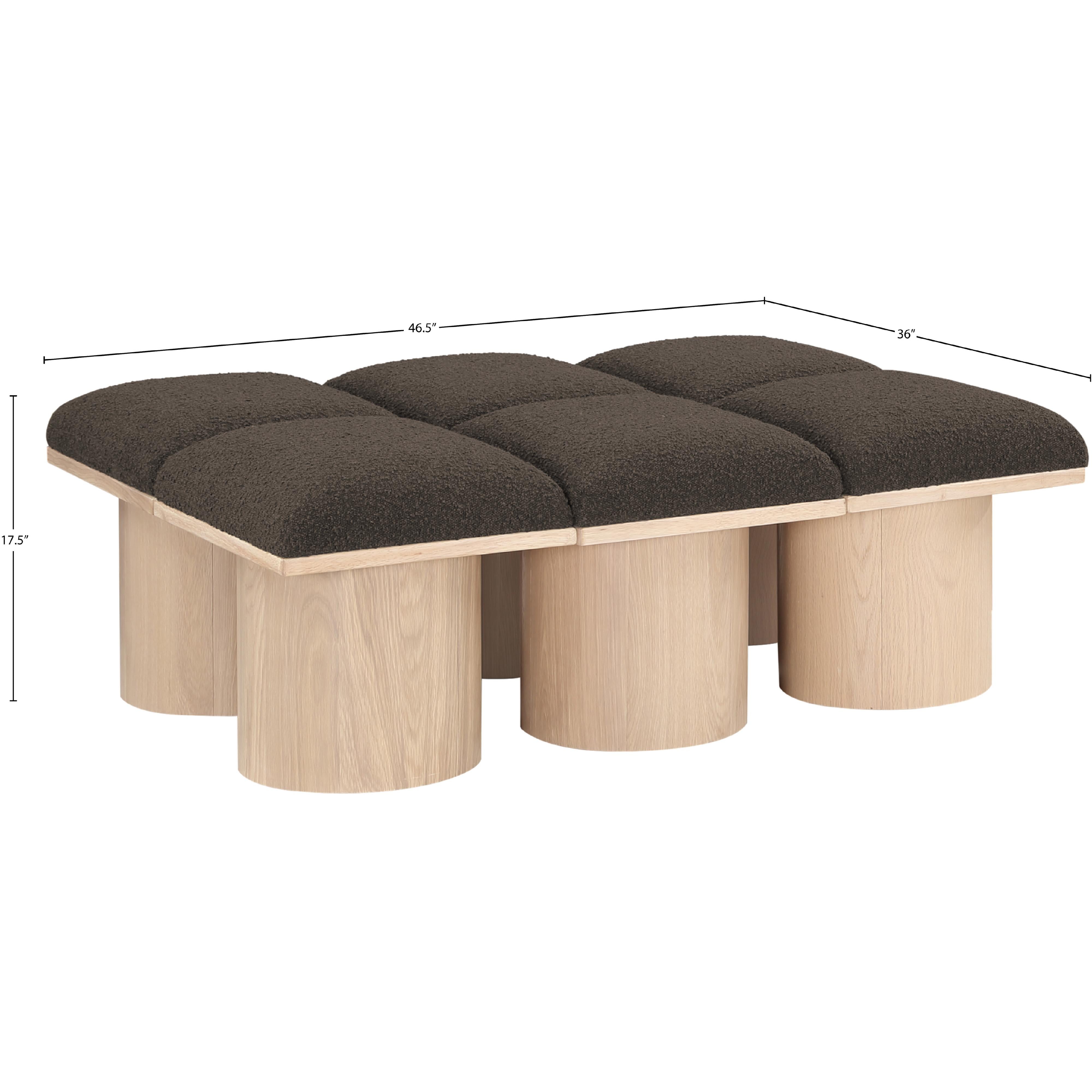 Meridian Pavilion Brown Boucle Fabric Bench