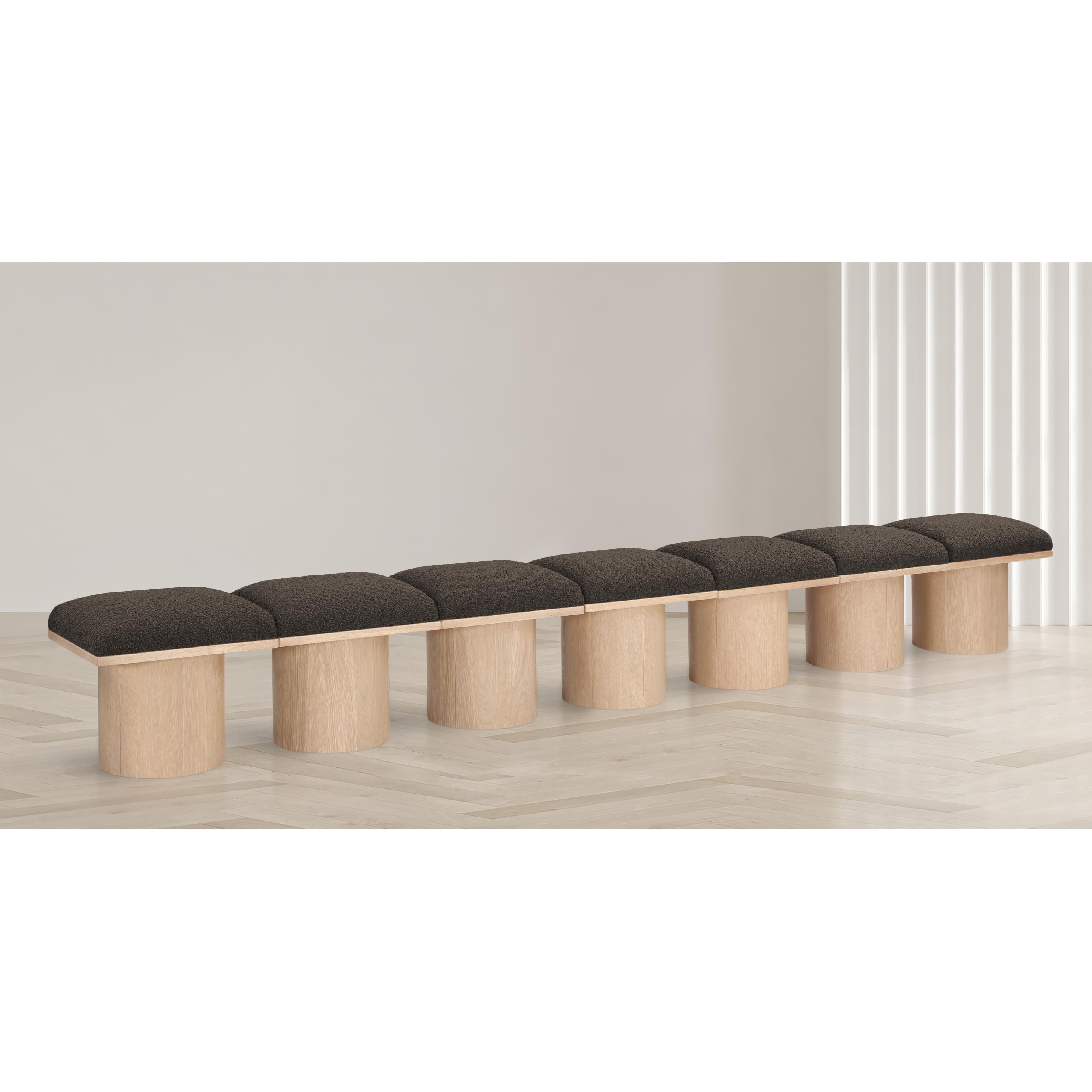 Meridian Pavilion Brown Boucle Fabric Bench