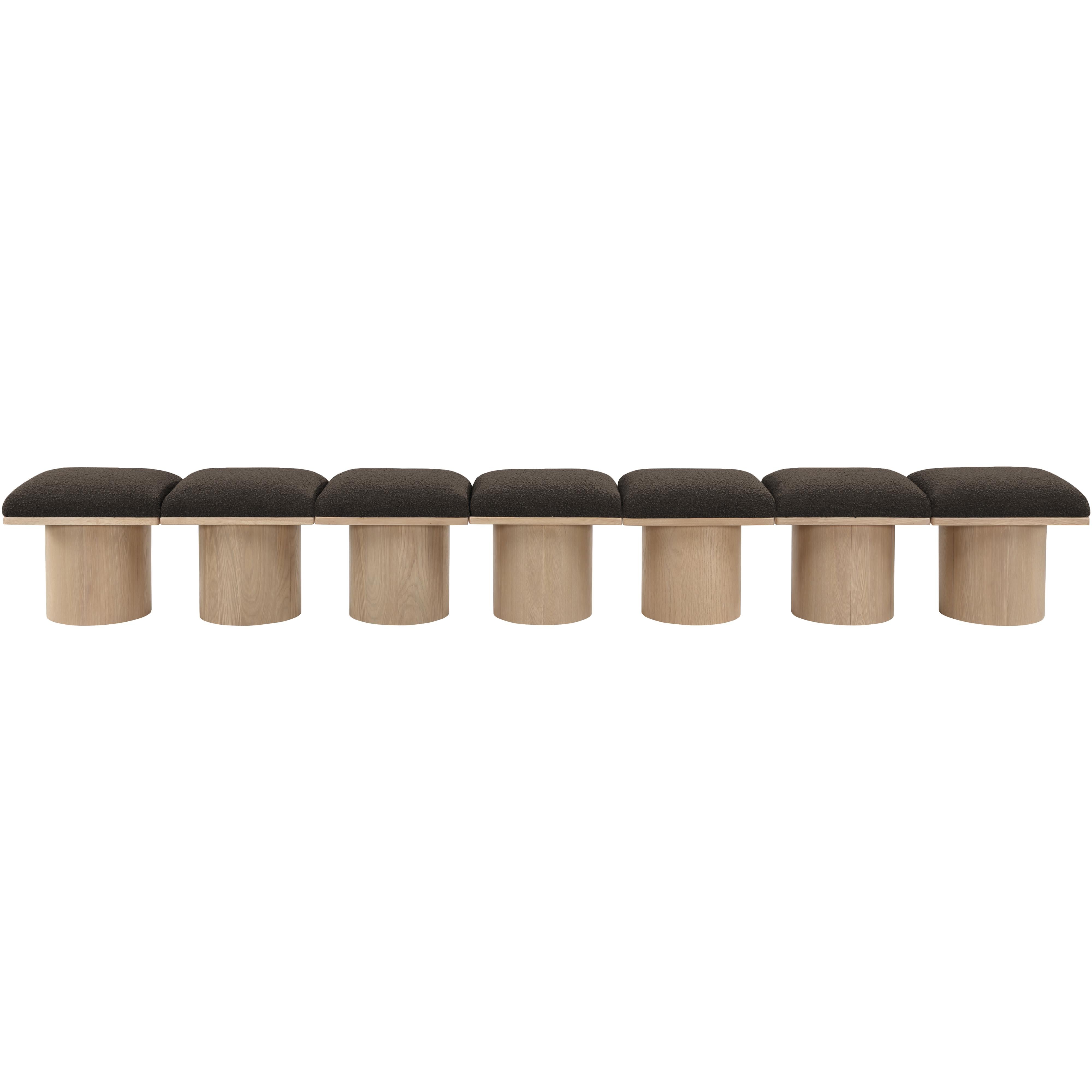 Meridian Pavilion Brown Boucle Fabric Bench