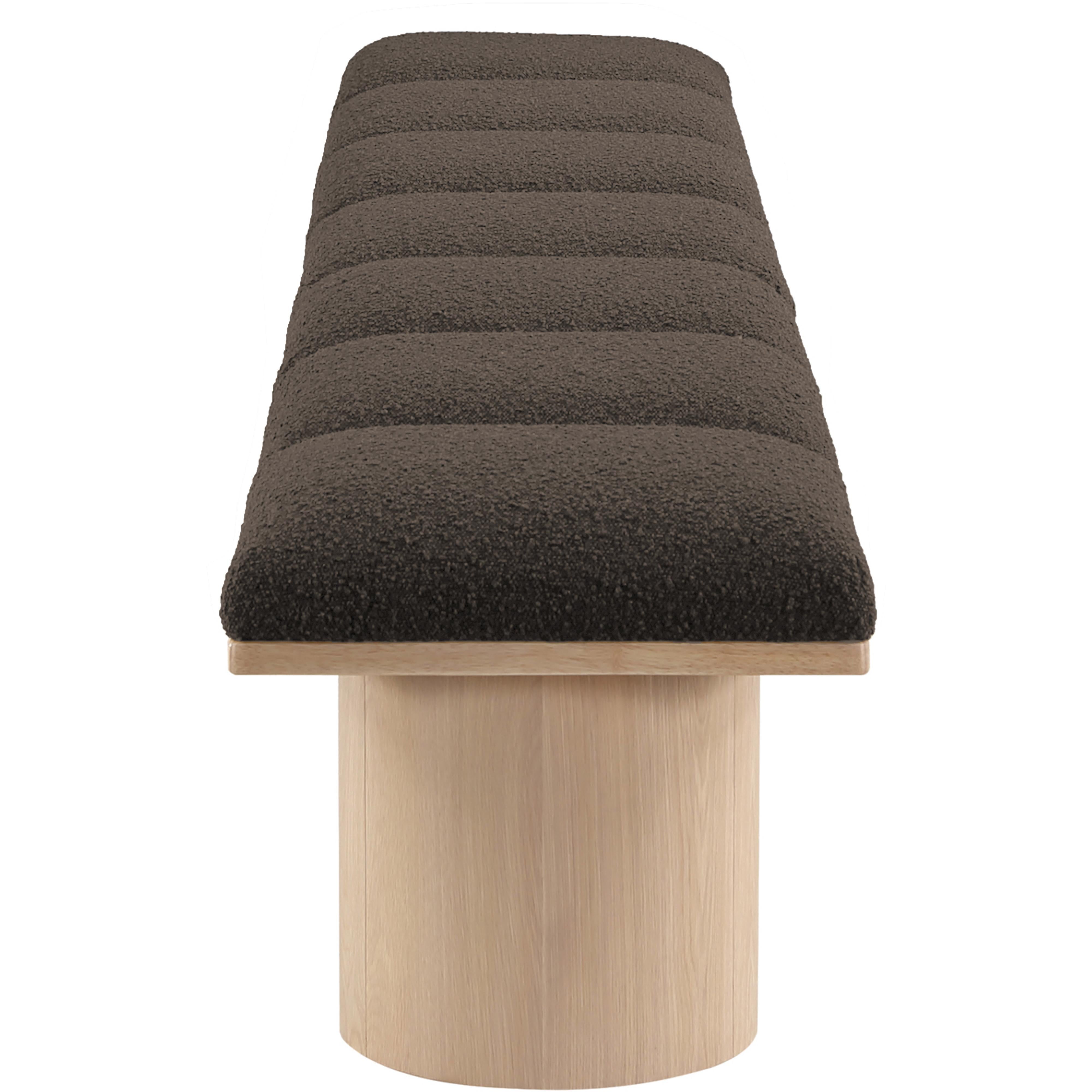 Meridian Pavilion Brown Boucle Fabric Bench