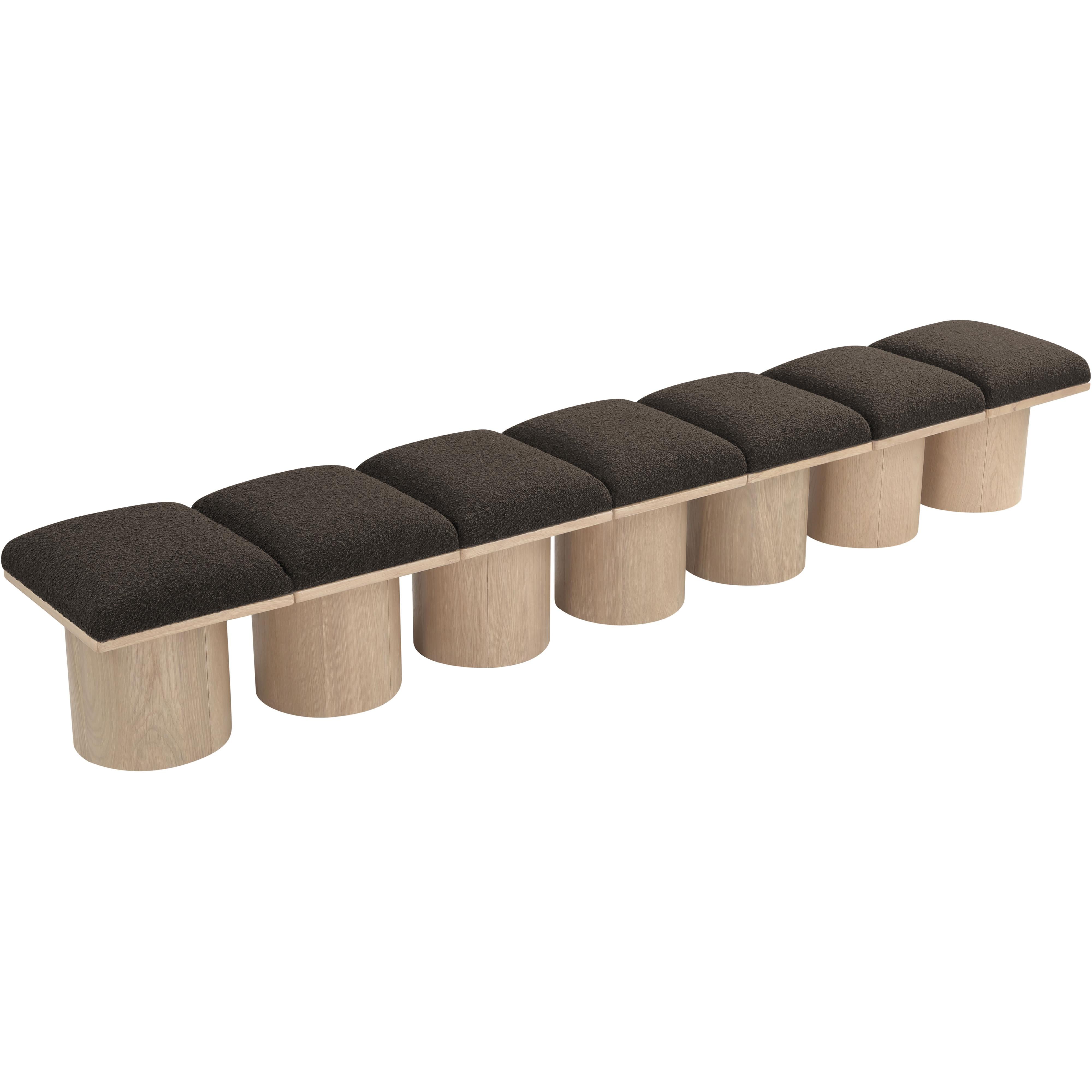 Meridian Pavilion Brown Boucle Fabric Bench