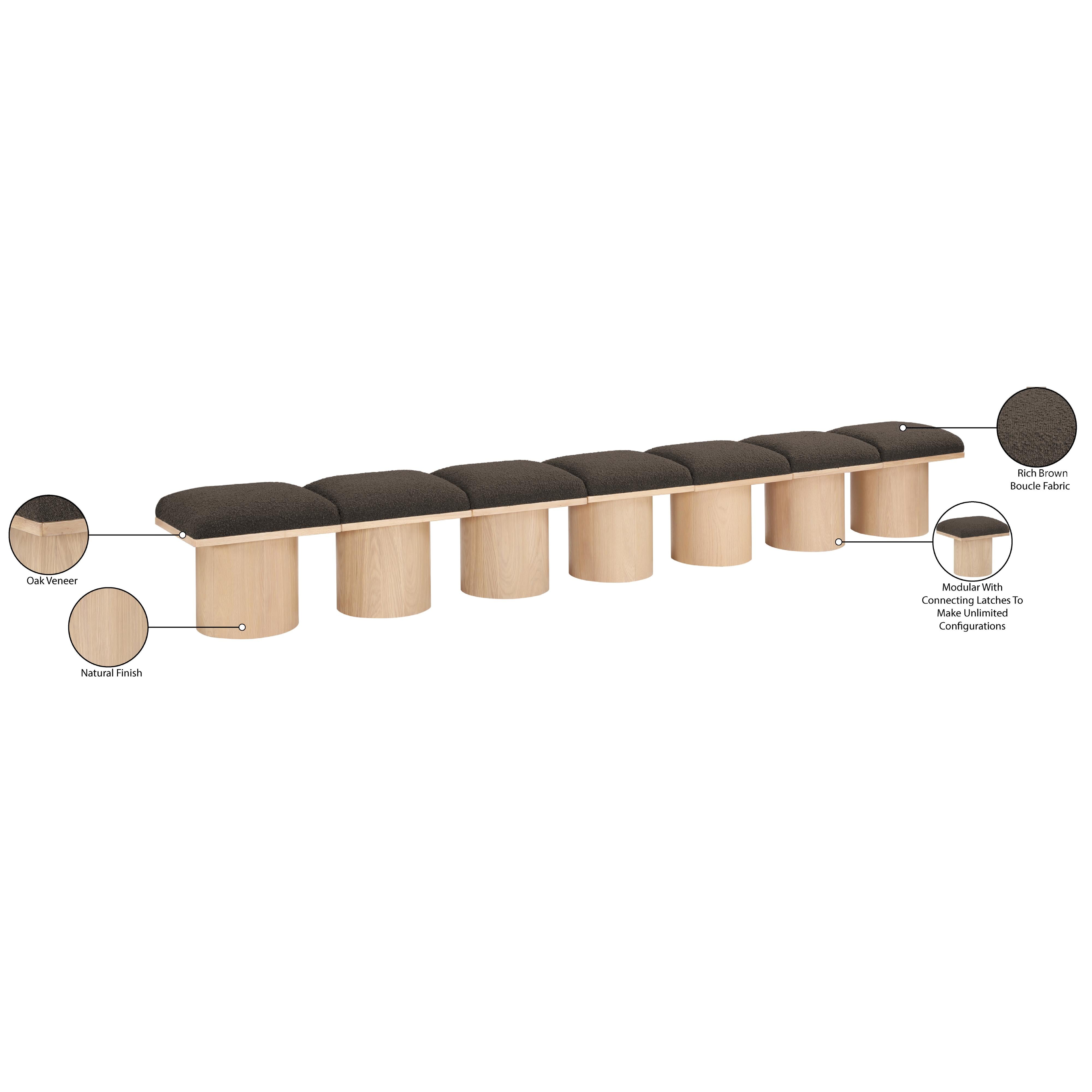 Meridian Pavilion Brown Boucle Fabric Bench