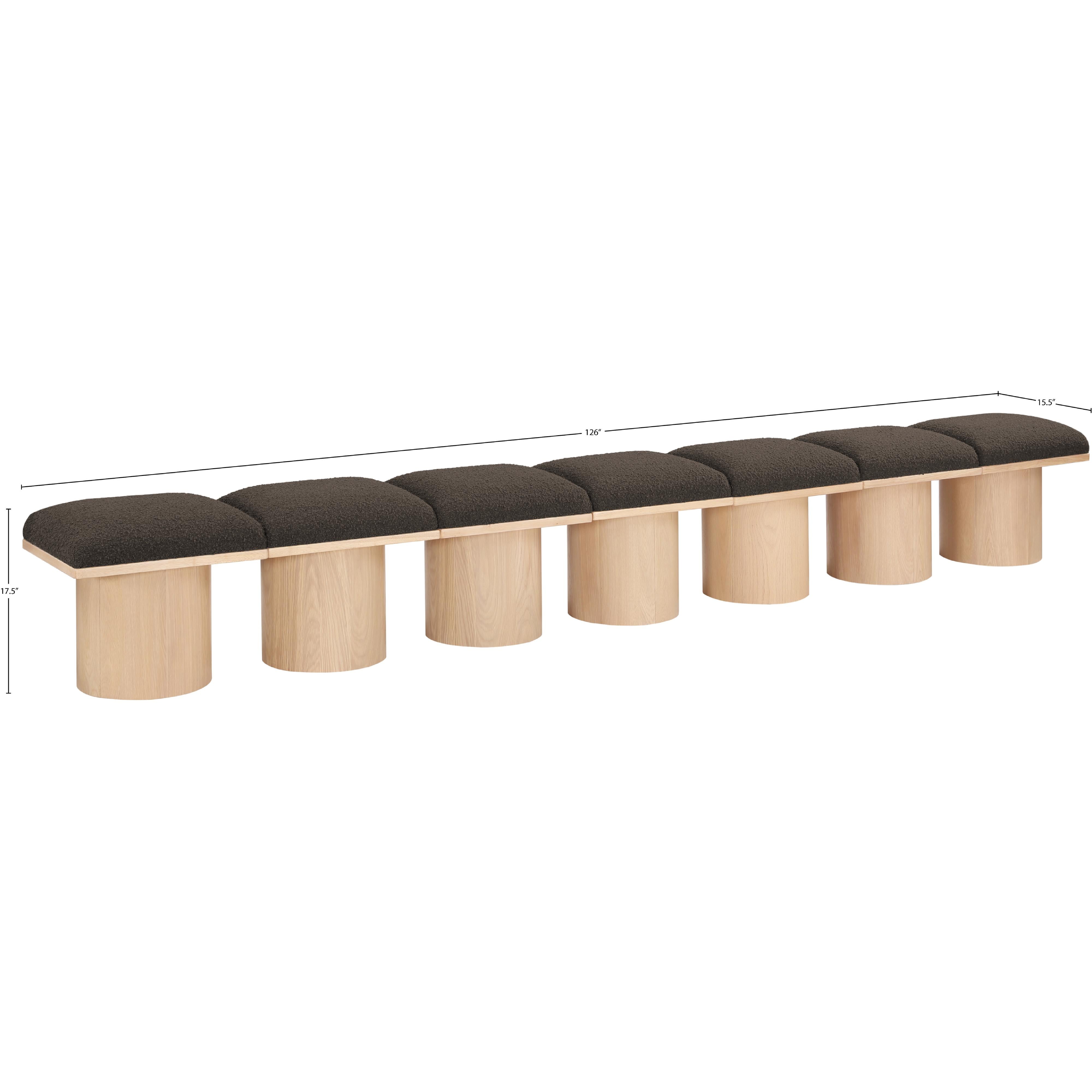 Meridian Pavilion Brown Boucle Fabric Bench